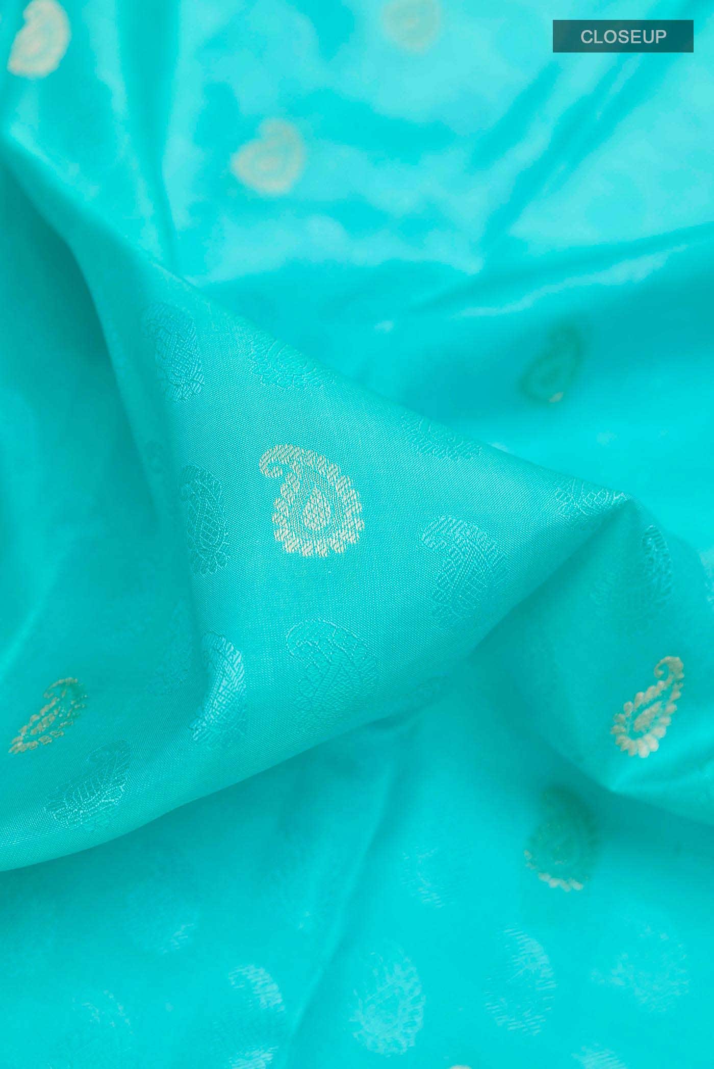 Sky Blue Kanchipuram Silk Saree