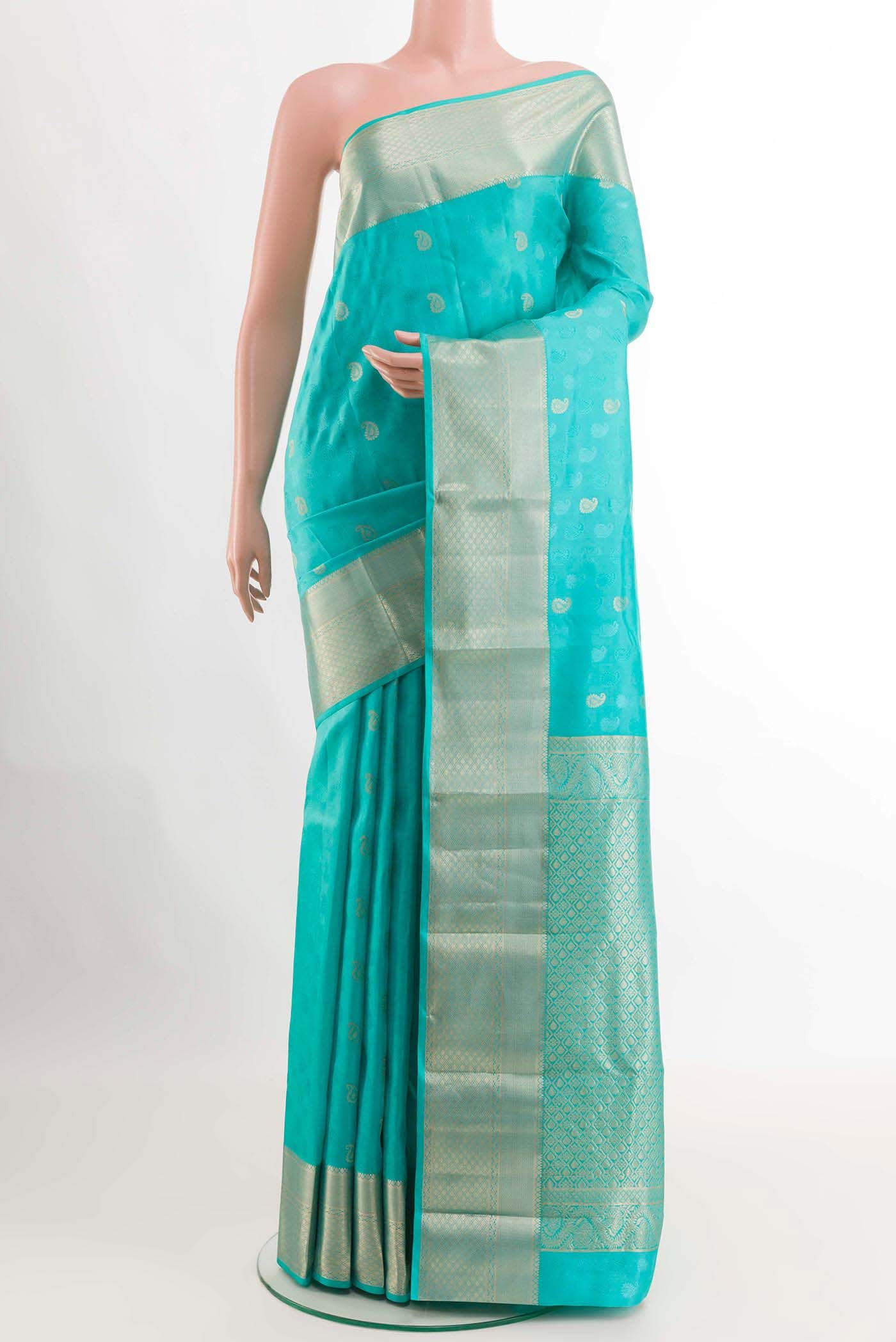 Sky Blue Kanchipuram Silk Saree