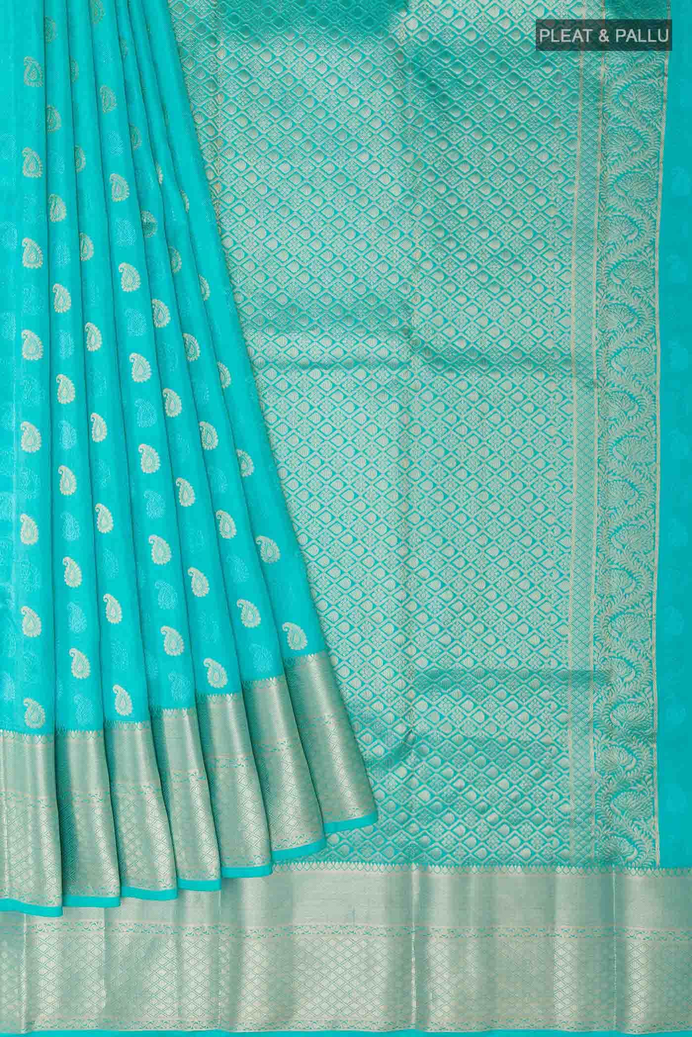 Sky Blue Kanchipuram Silk Saree