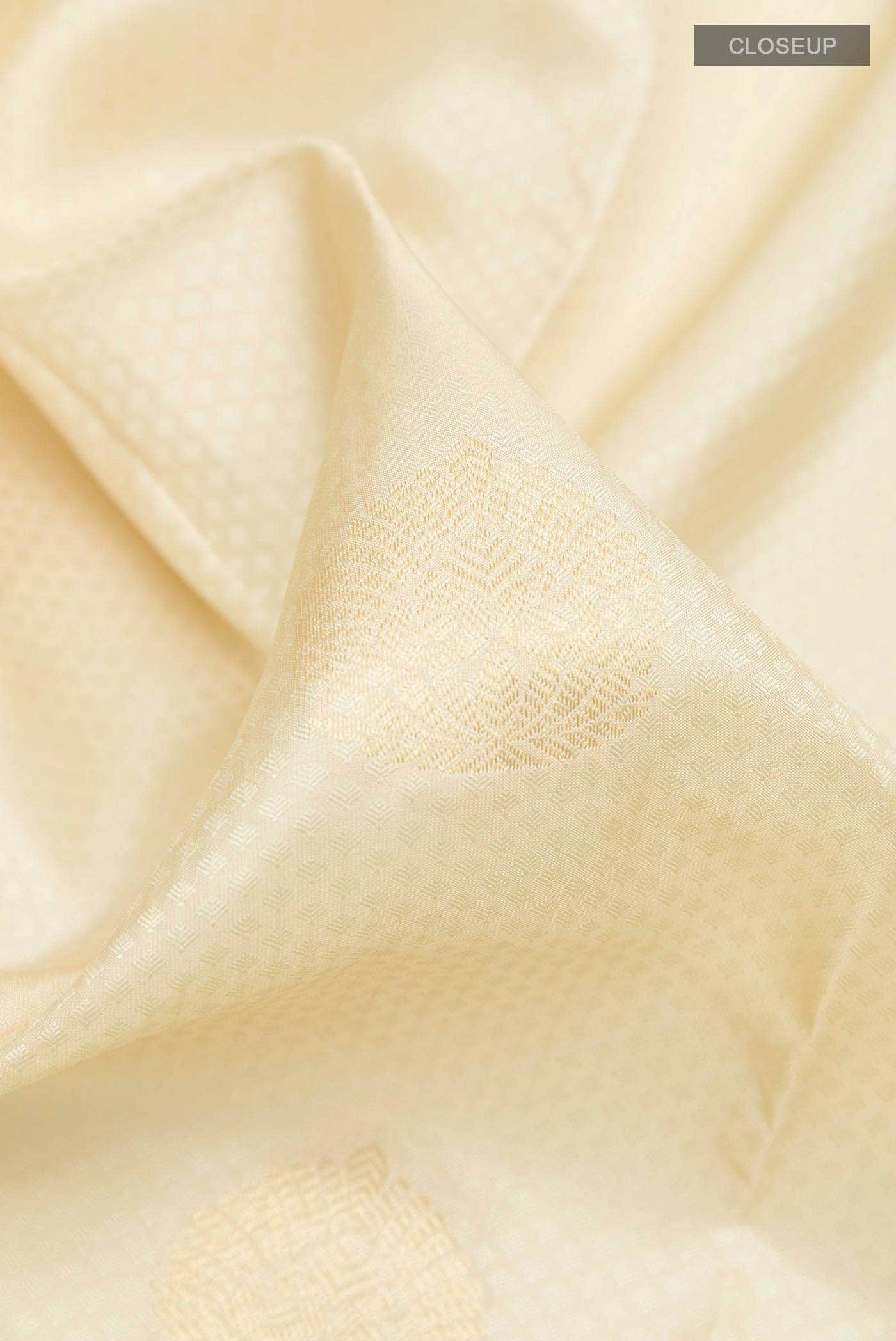 Cream Kanchipuram Silk Saree