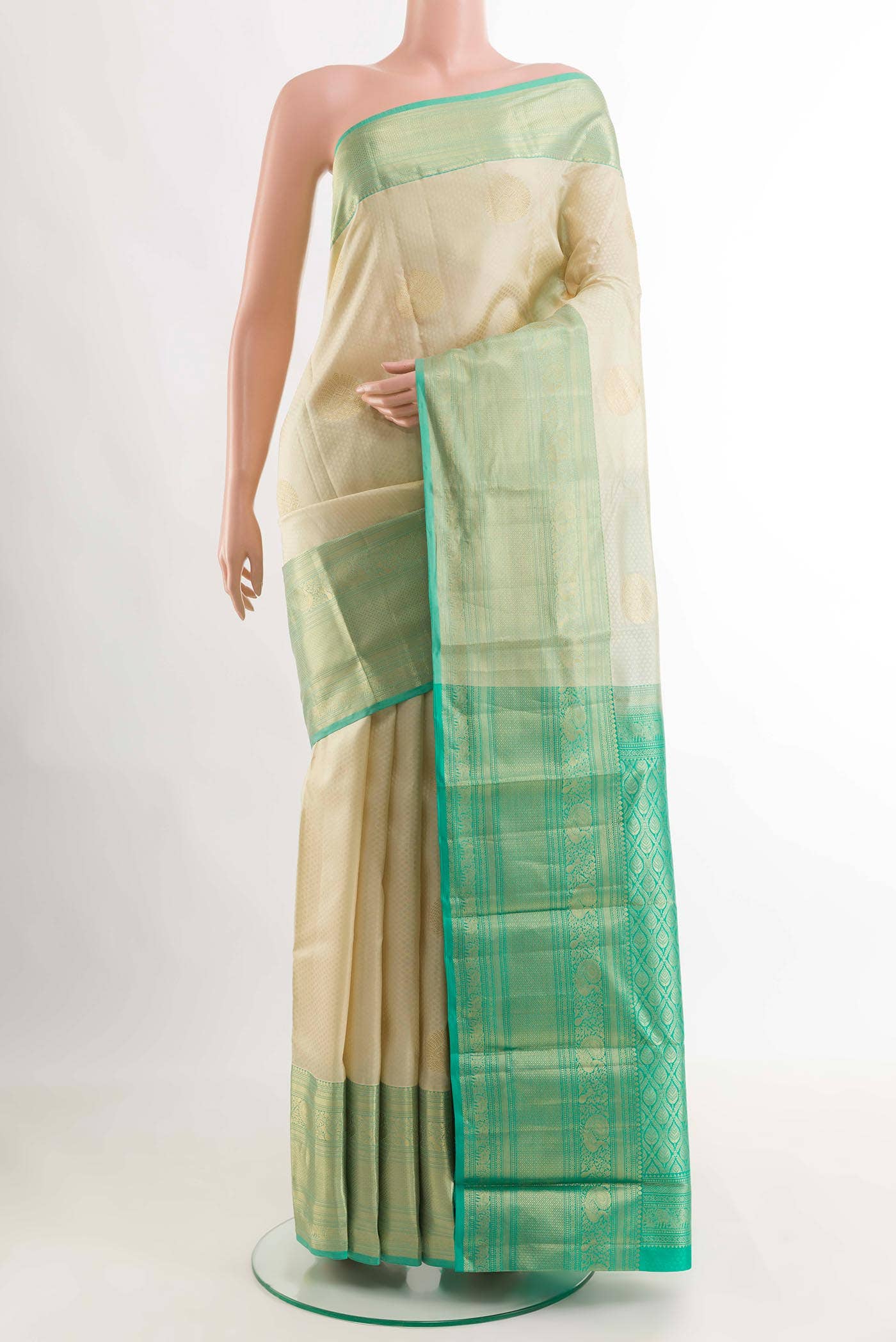 Cream Kanchipuram Silk Saree