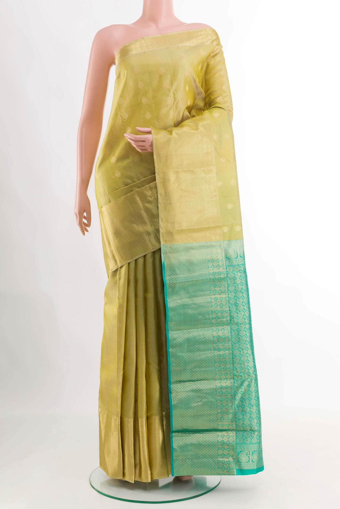 Golden Kanchipuram Silk Saree