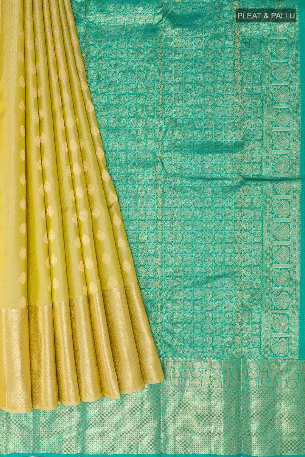 Golden Kanchipuram Silk Saree