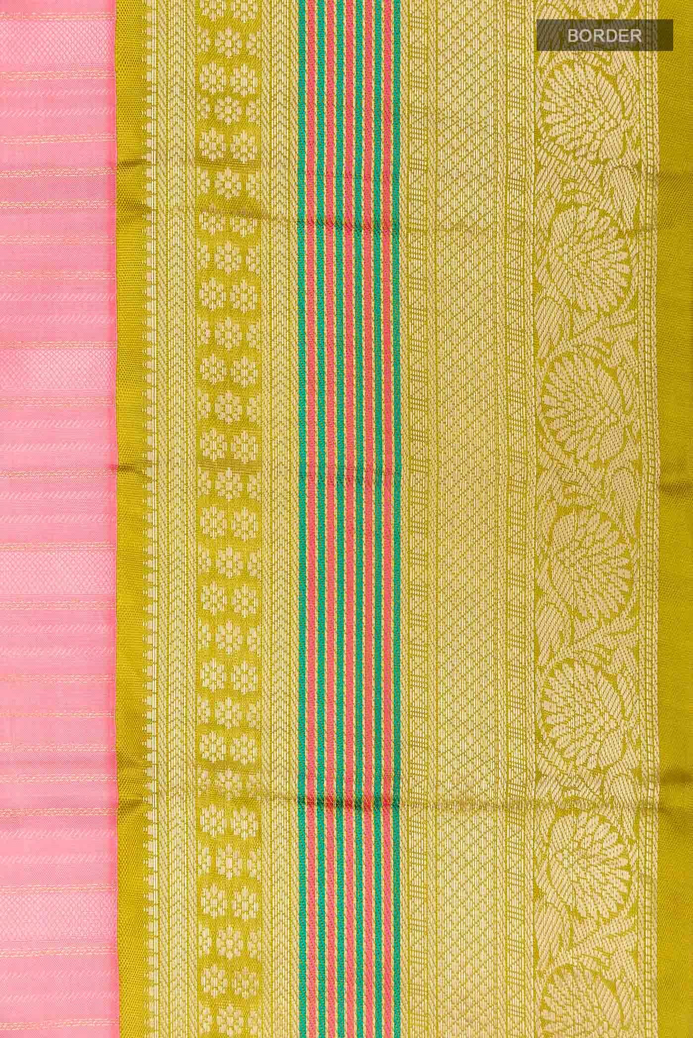 Rose pink Kanchipuram Silk Saree