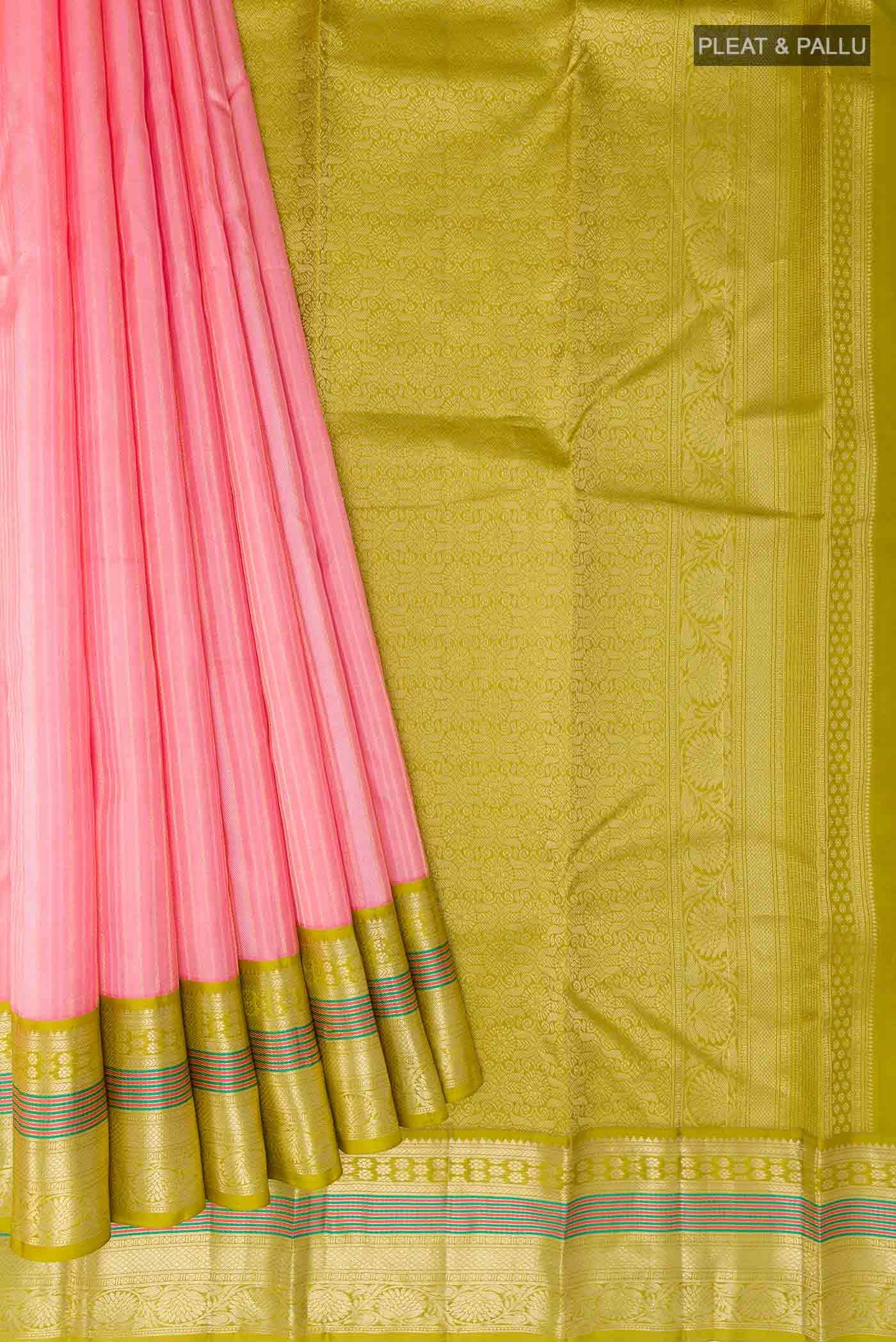 Rose pink Kanchipuram Silk Saree