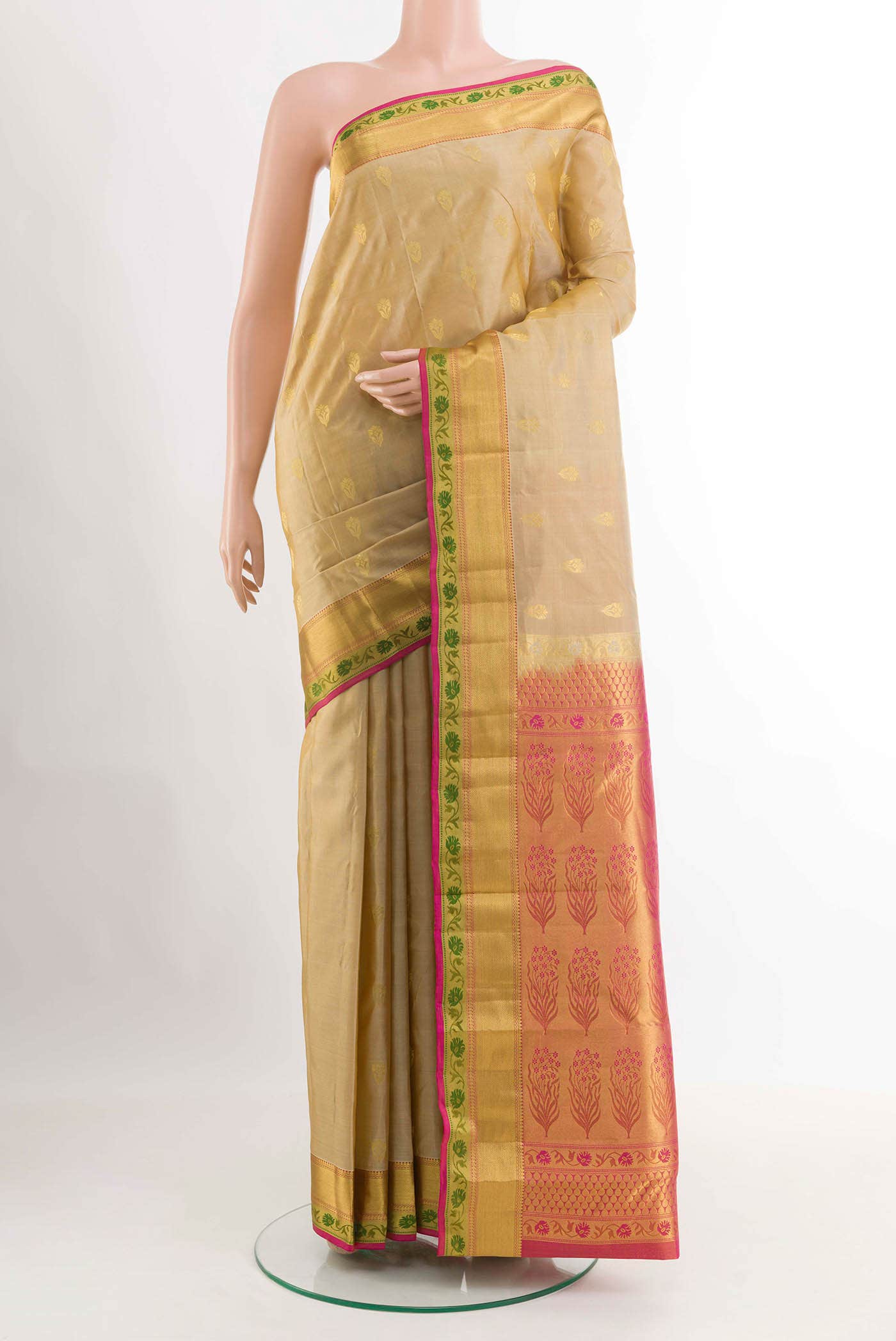 Beige Kanchipuram Silk Saree