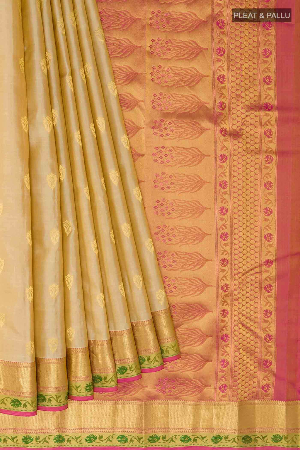 Beige Kanchipuram Silk Saree