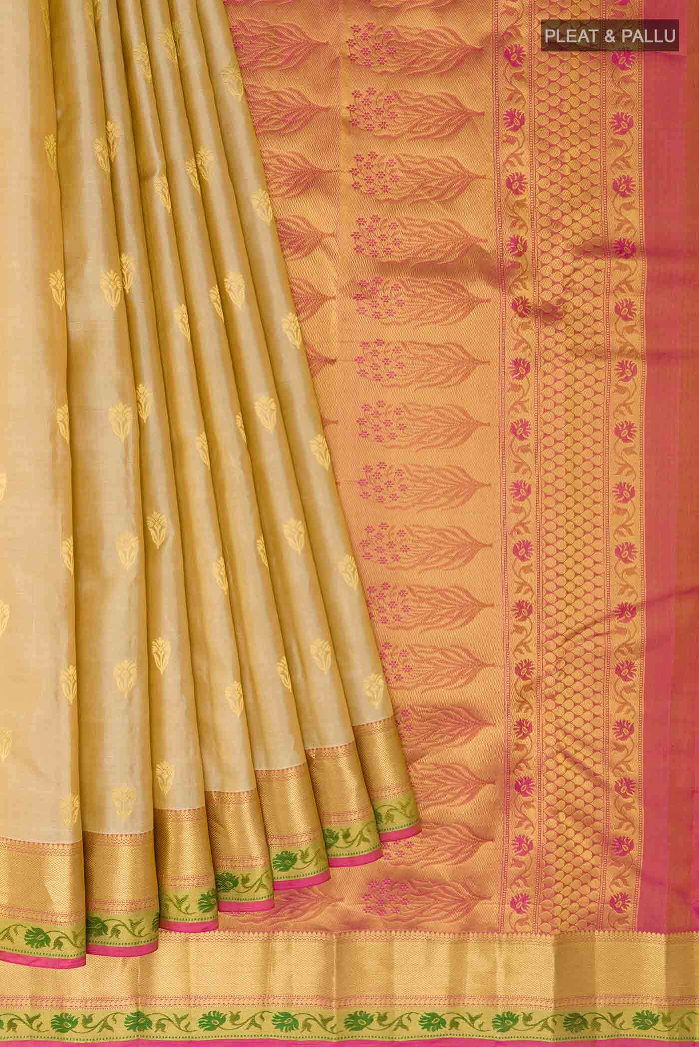 Beige Kanchipuram Silk Saree