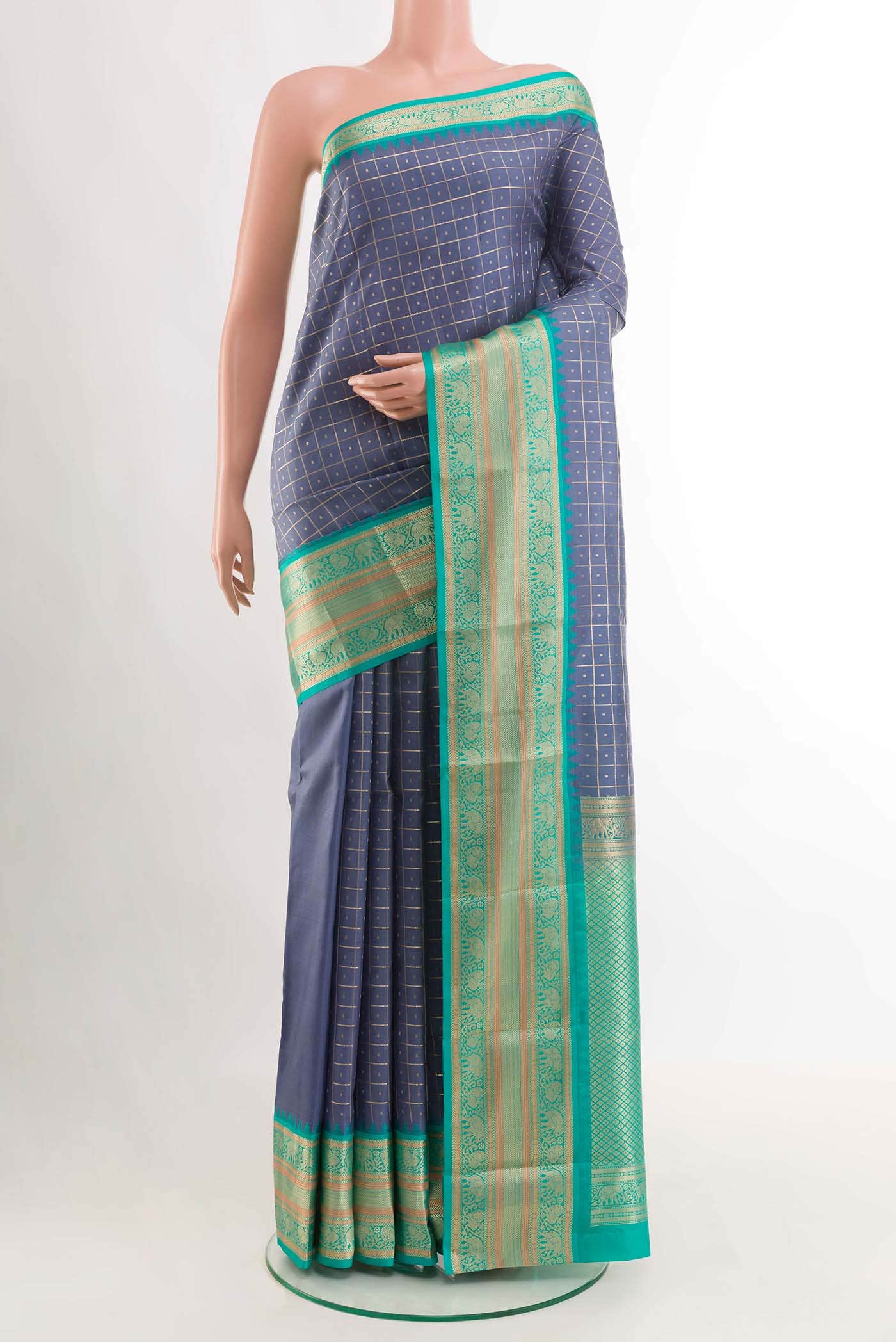 Blue Kanchipuram Silk Saree