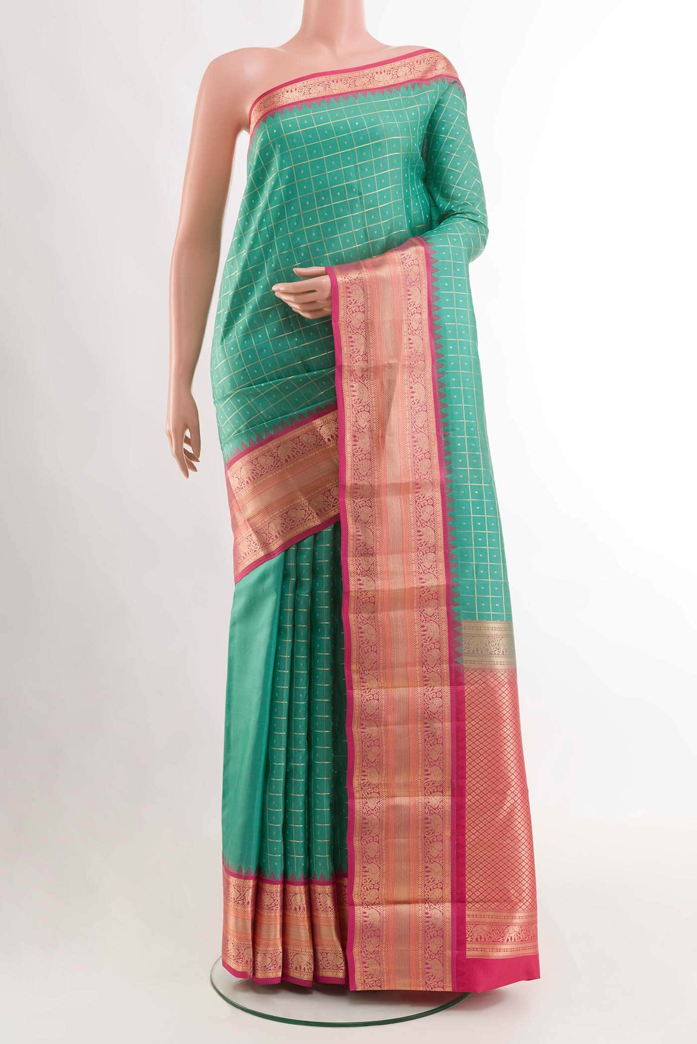 Sage Green Kanchipuram Silk Saree