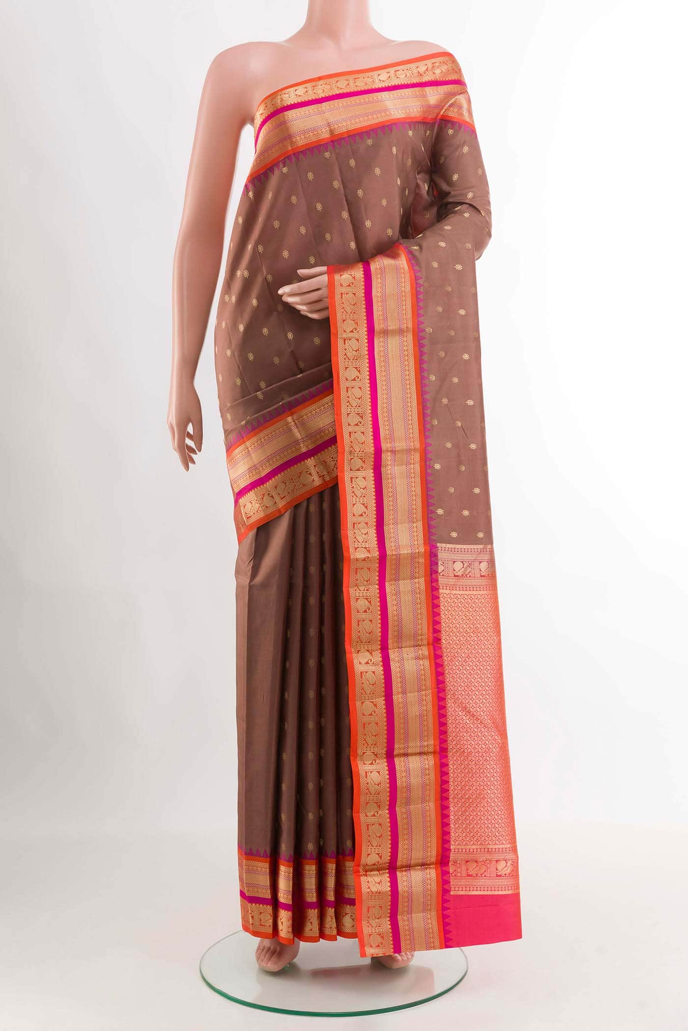 Coffee Brown Kanchipuram Silk Saree