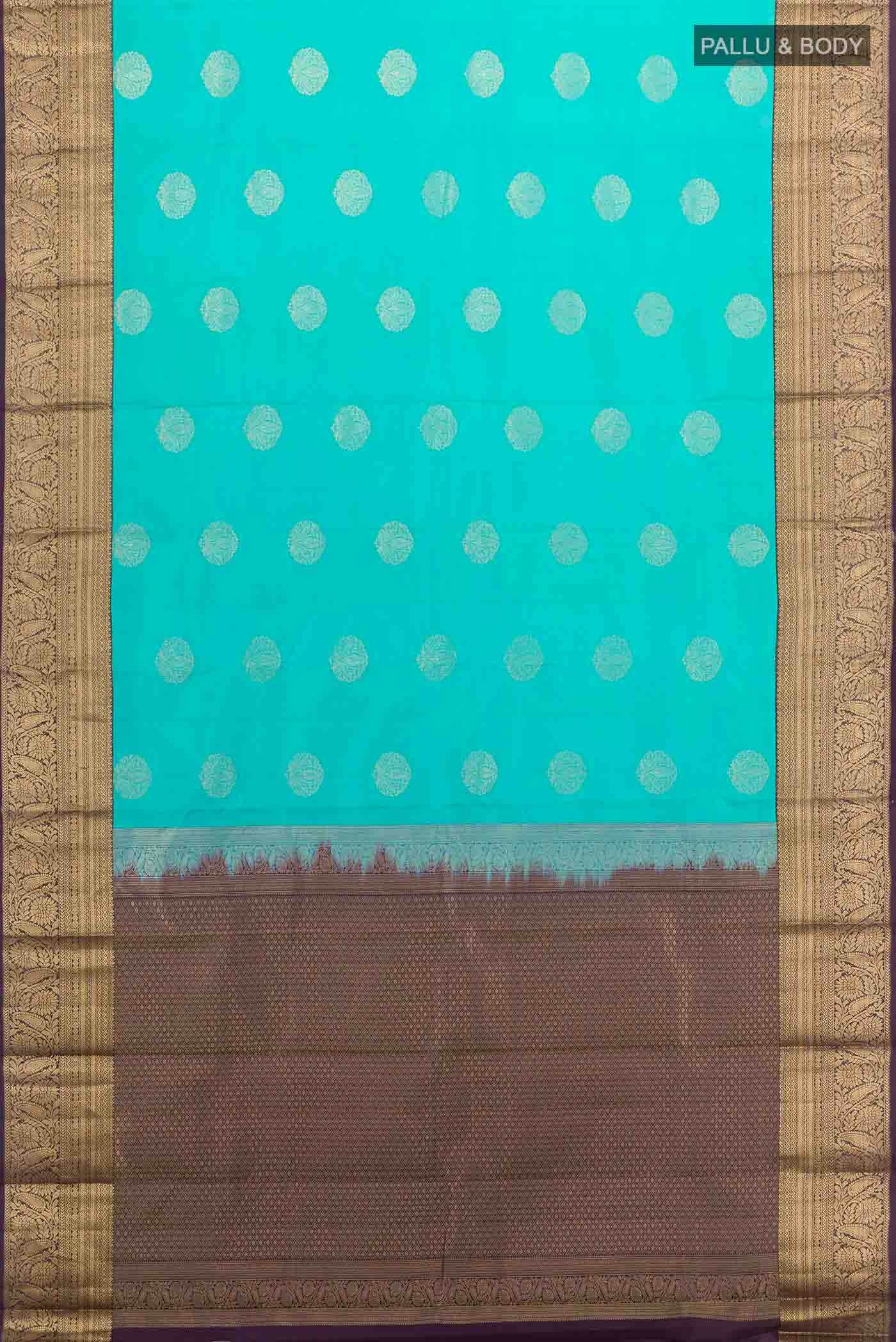 Turquoise Kanchipuram Silk Saree