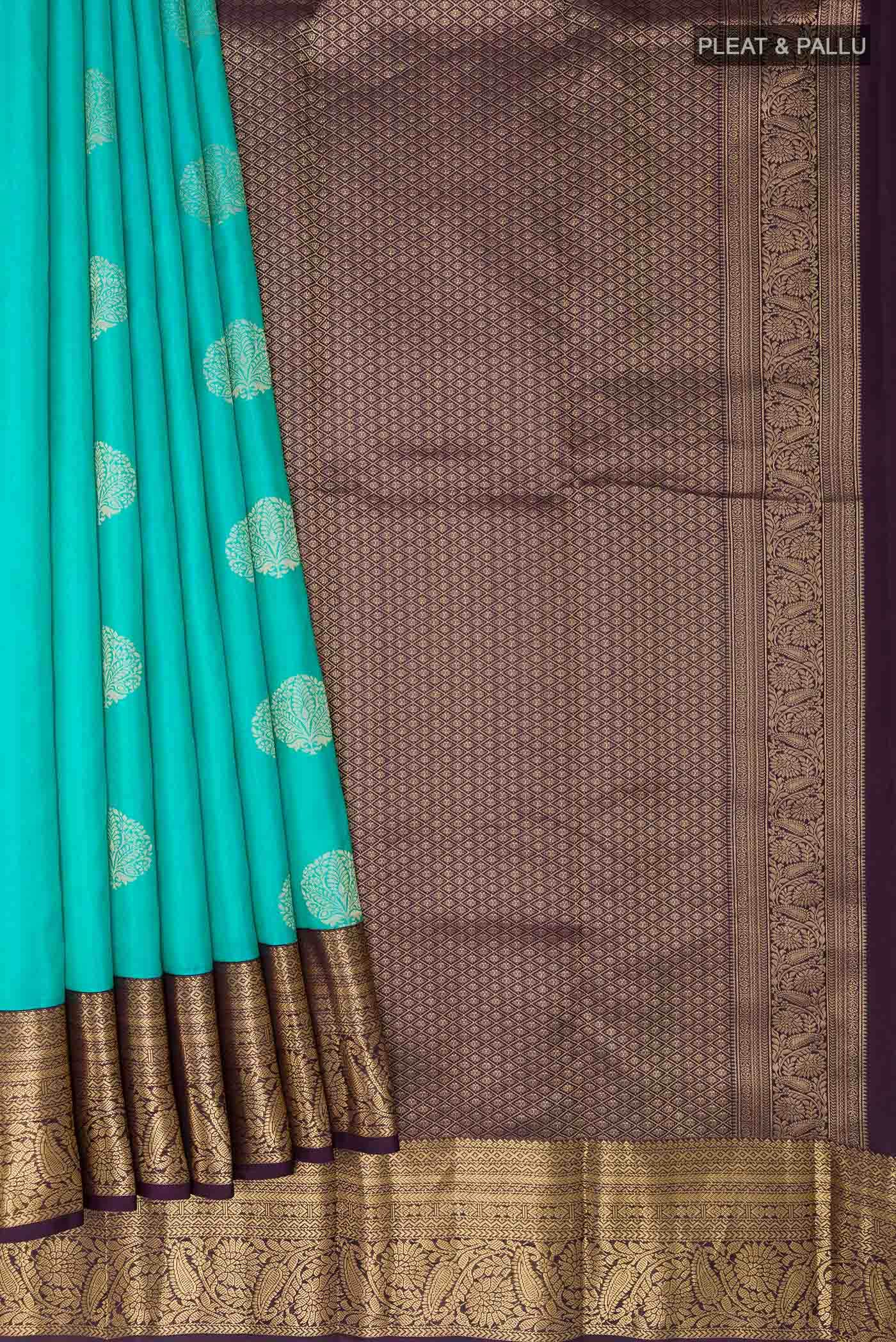 Turquoise Kanchipuram Silk Saree
