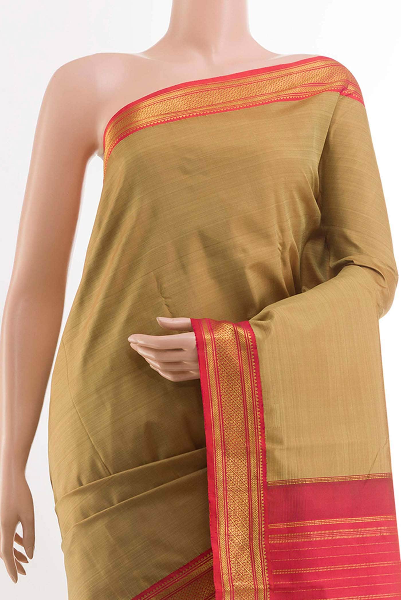 Dark Beige Kanchipuram Silk Saree