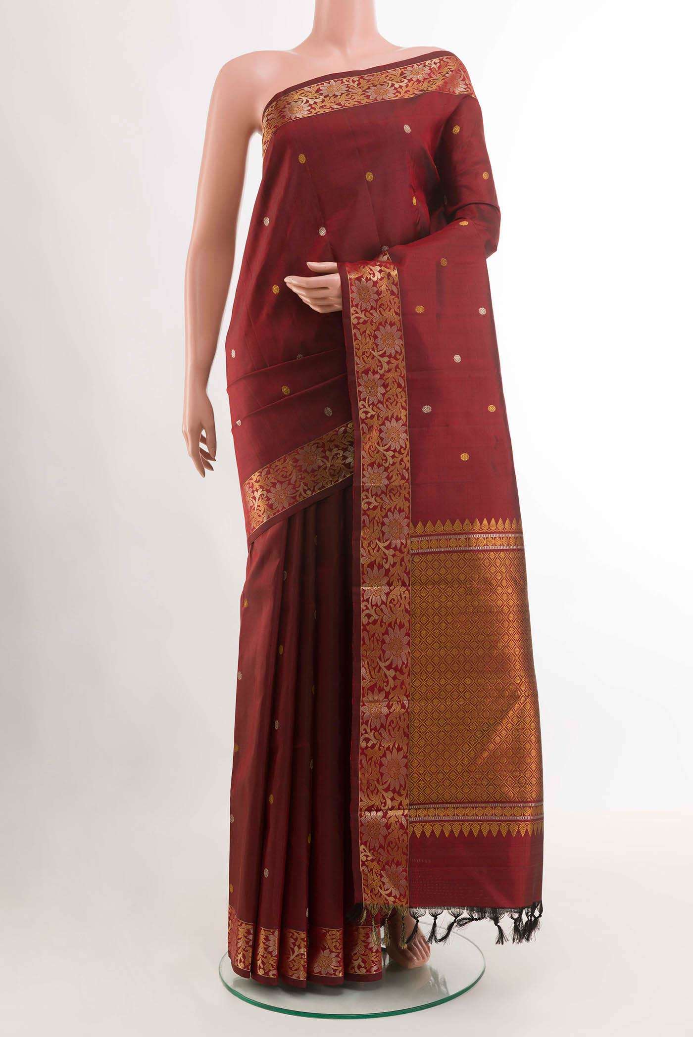 Maroon Kanchipuram Silk Saree