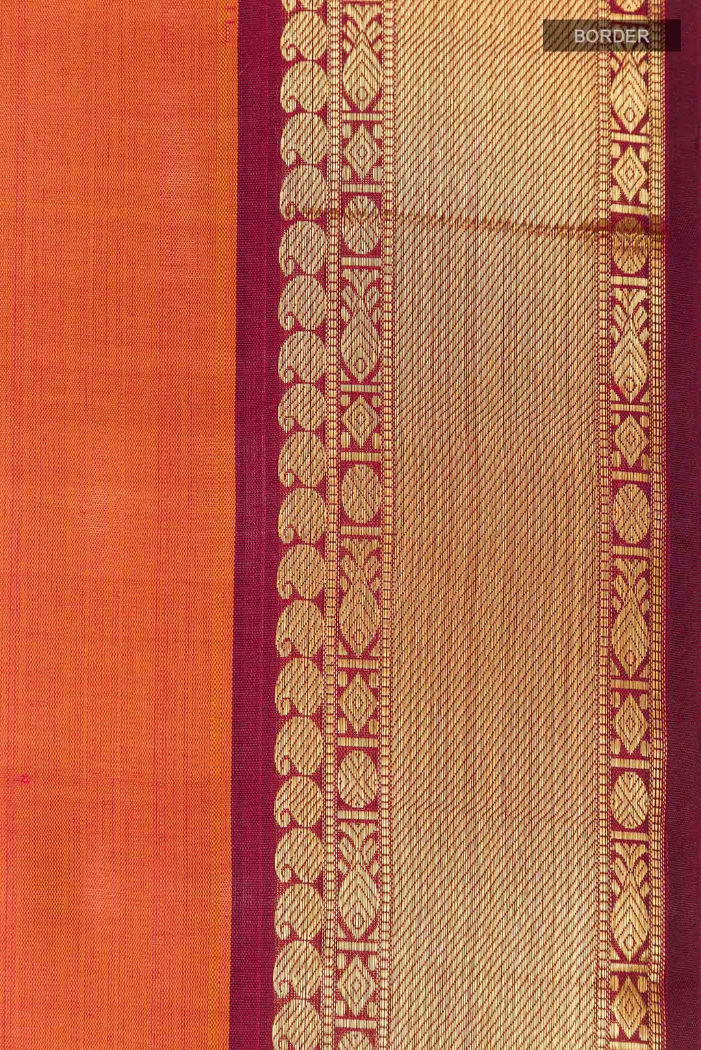 Brick Orange Dual Tone Kanchipuram Silk Saree