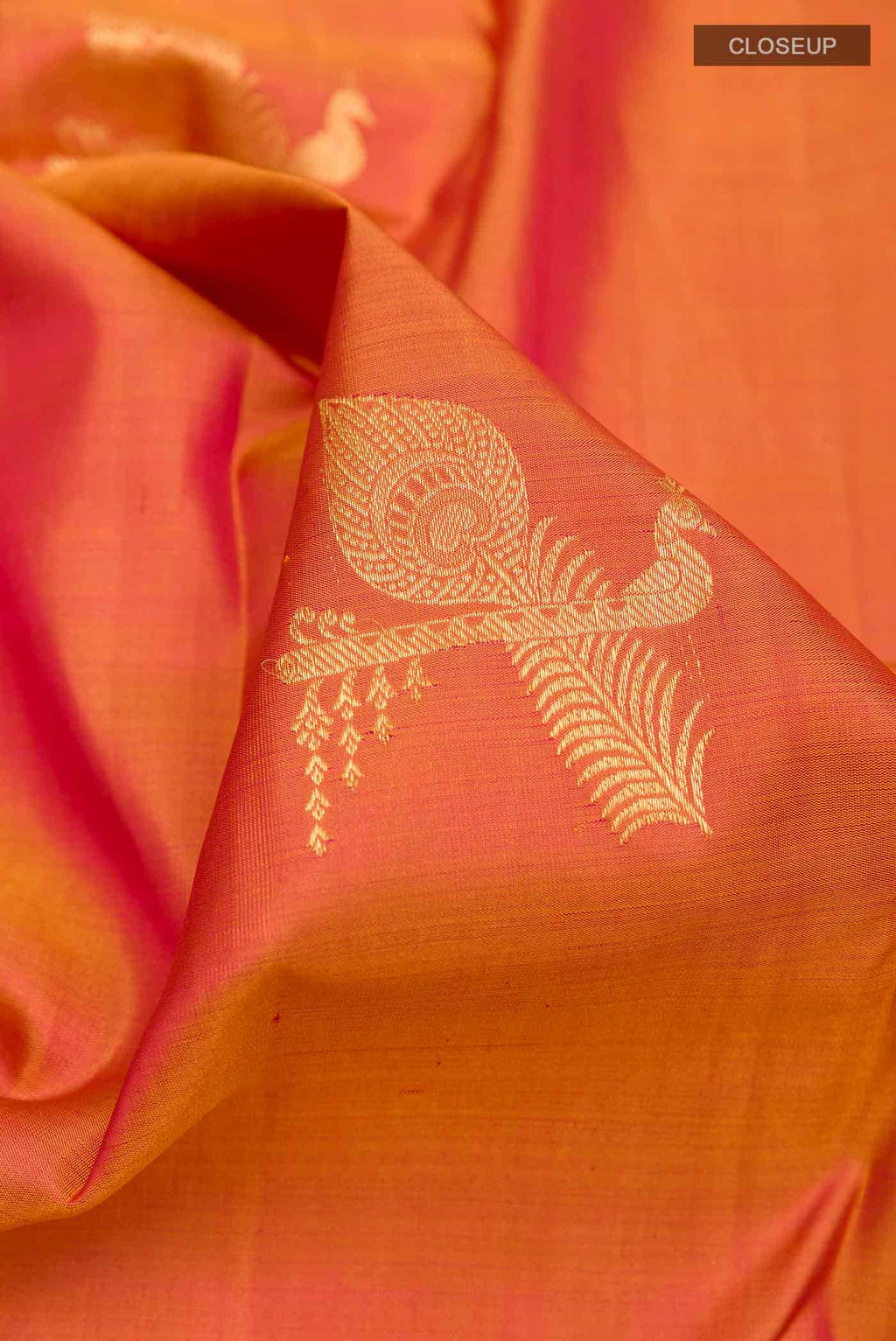 Brick Orange Dual Tone Kanchipuram Silk Saree
