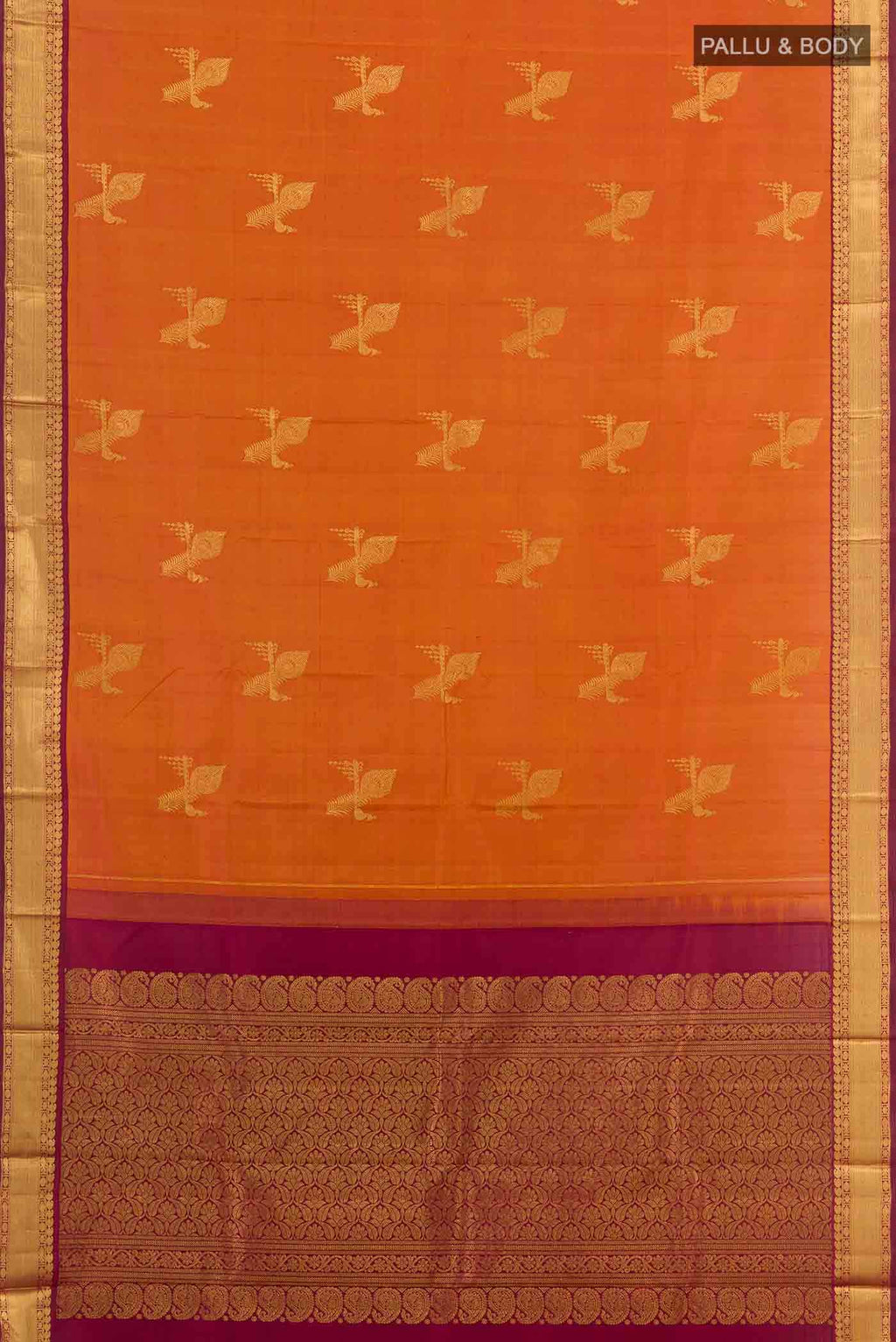Brick Orange Dual Tone Kanchipuram Silk Saree