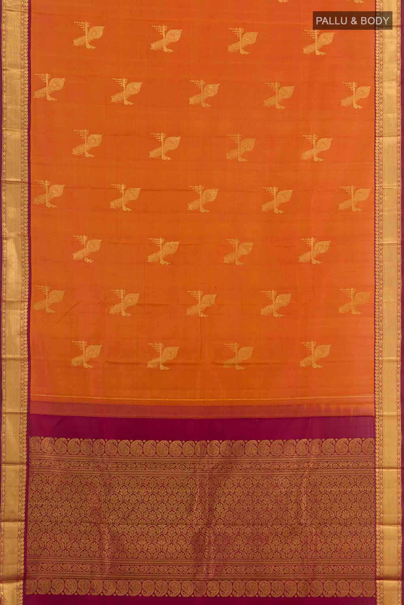 Brick Orange Dual Tone Kanchipuram Silk Saree