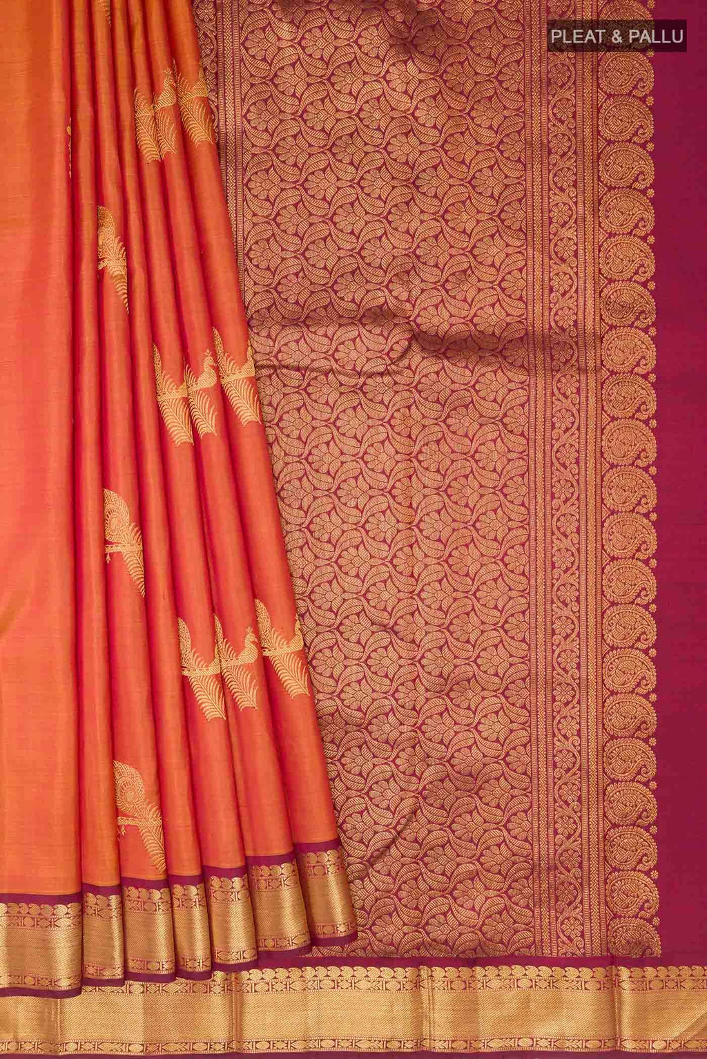 Brick Orange Dual Tone Kanchipuram Silk Saree
