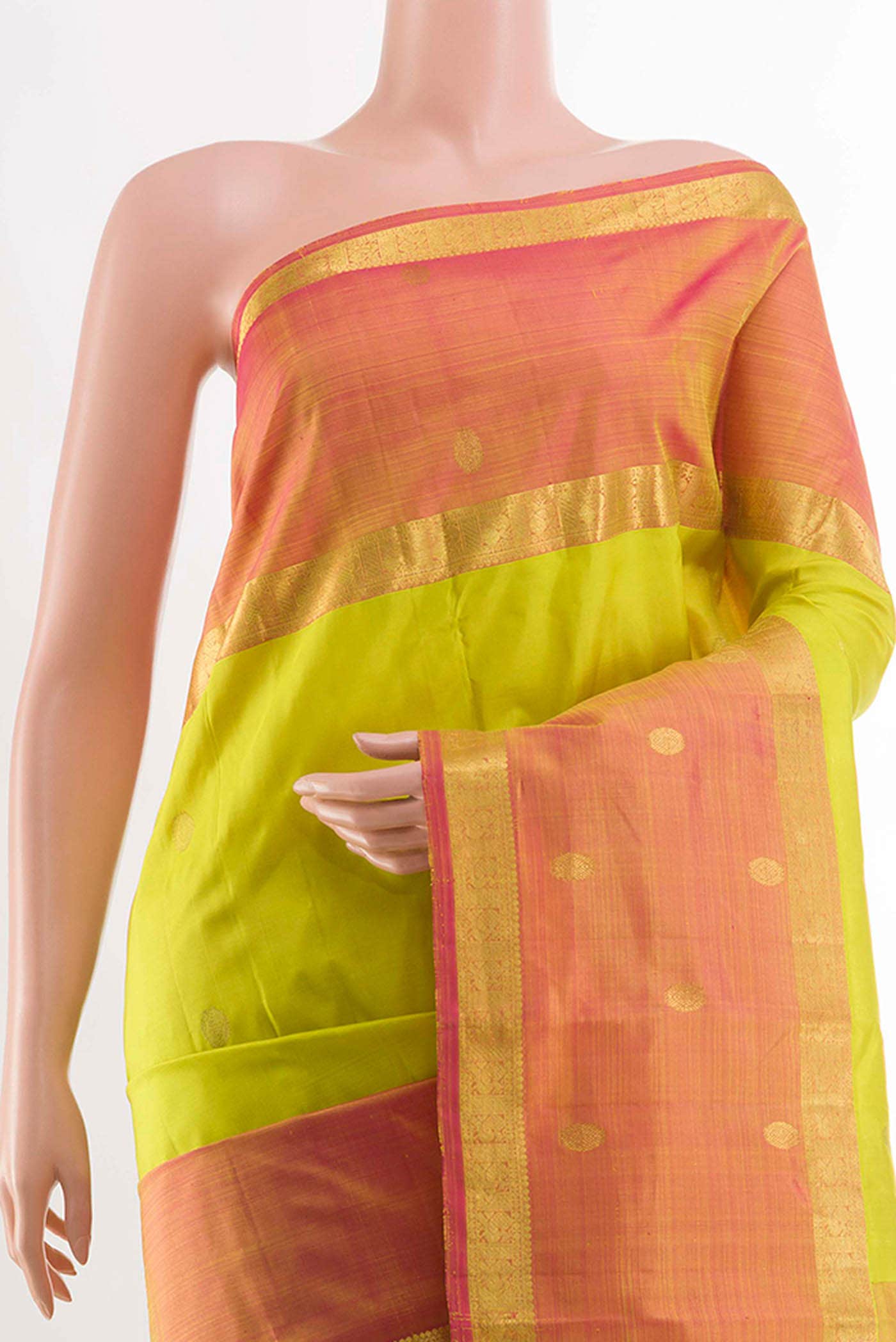 Lemon Yellow Kanchipuram Silk Saree