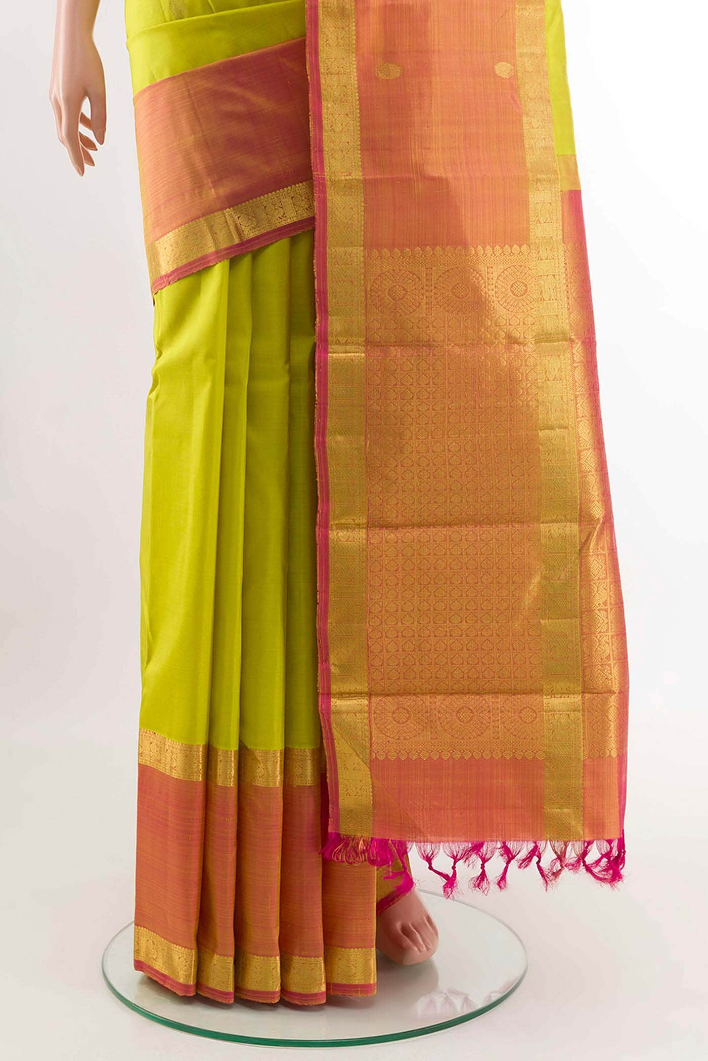 Lemon Yellow Kanchipuram Silk Saree