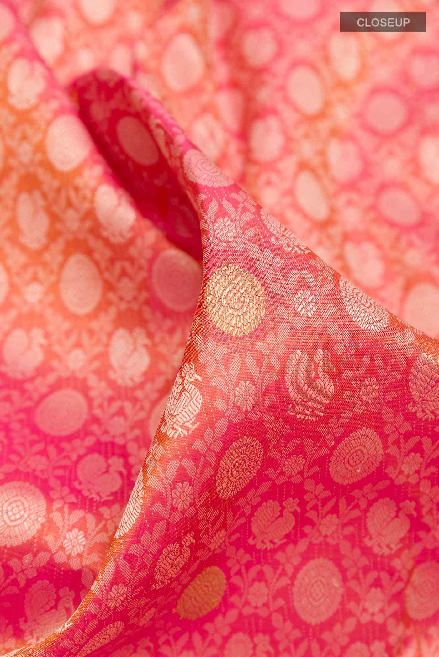 Pink Dual Tone Kanchipuram Silk Saree