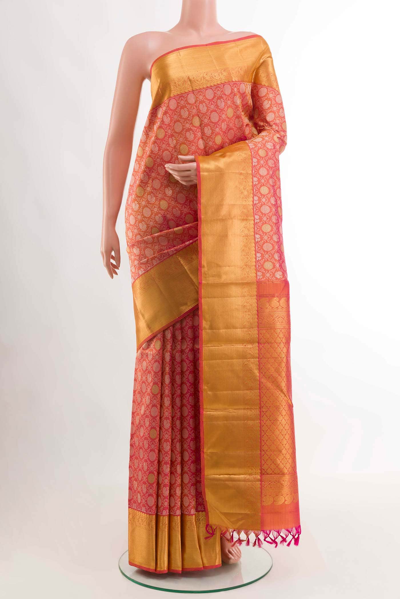 Pink Dual Tone Kanchipuram Silk Saree