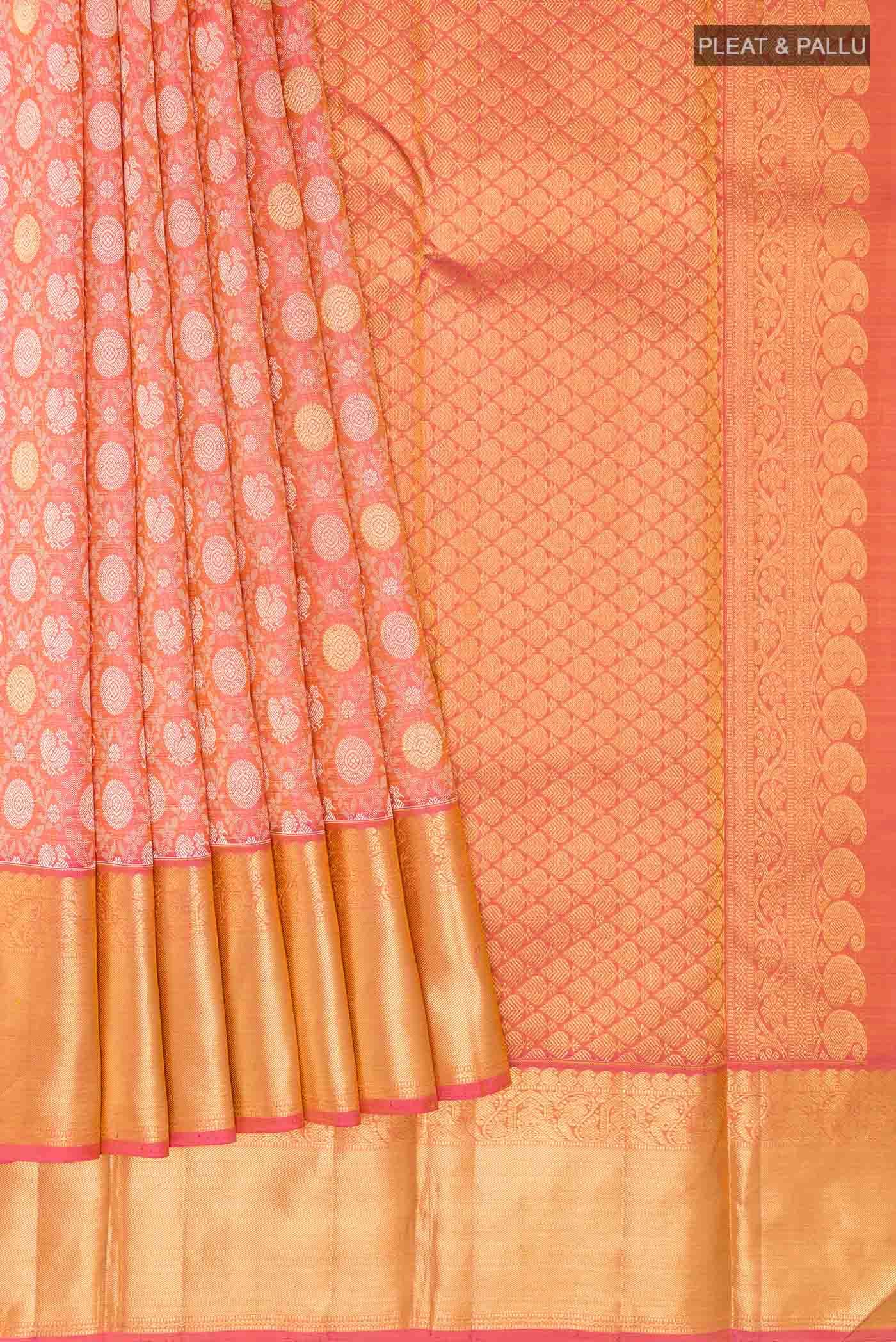 Pink Dual Tone Kanchipuram Silk Saree