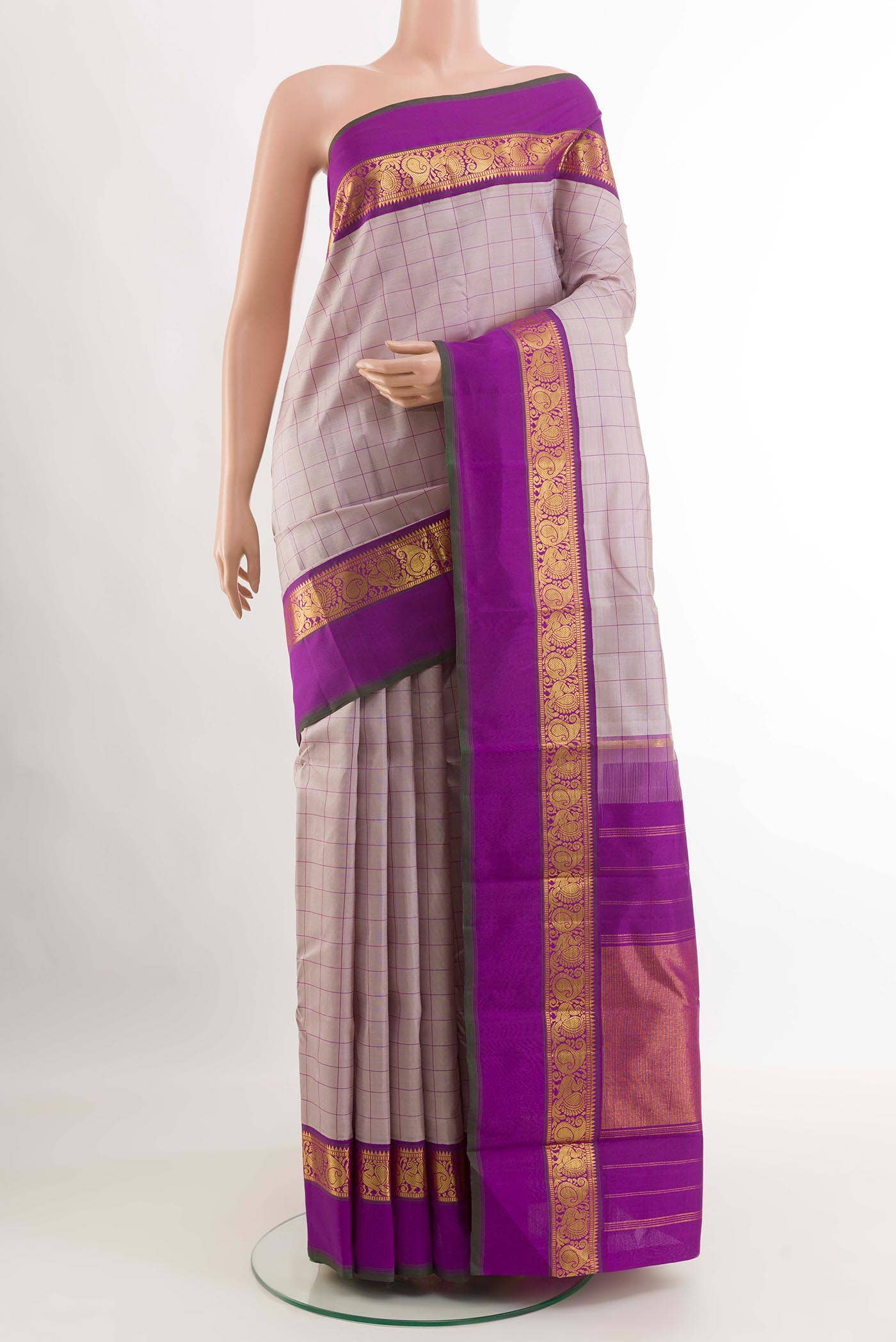 Cream Kanchipuram Silk Saree
