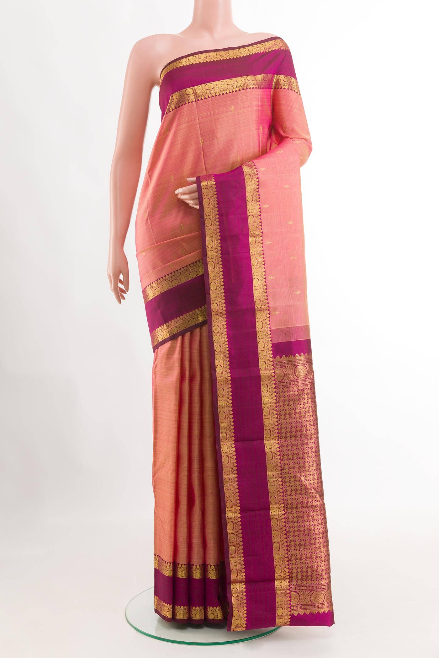 Peach Kanchipuram Silk Saree