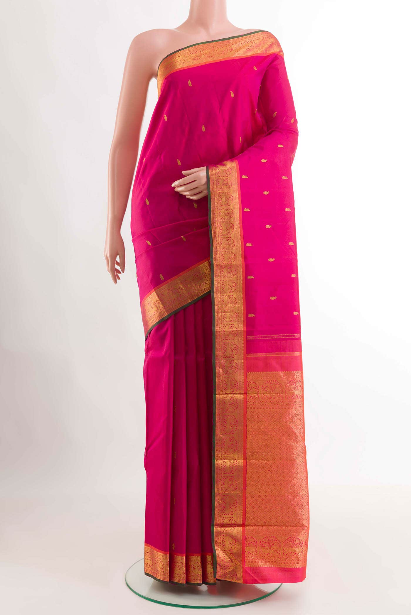 Pink Dual Tone Kanchipuram Silk Saree