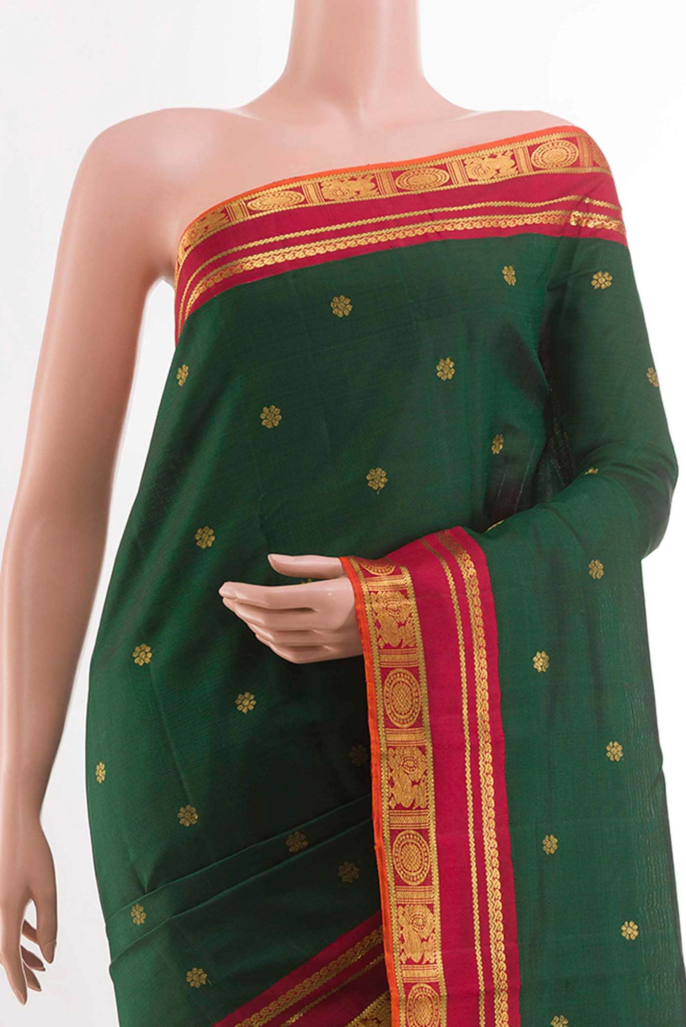Bottle Green Kanchipuram Silk Saree