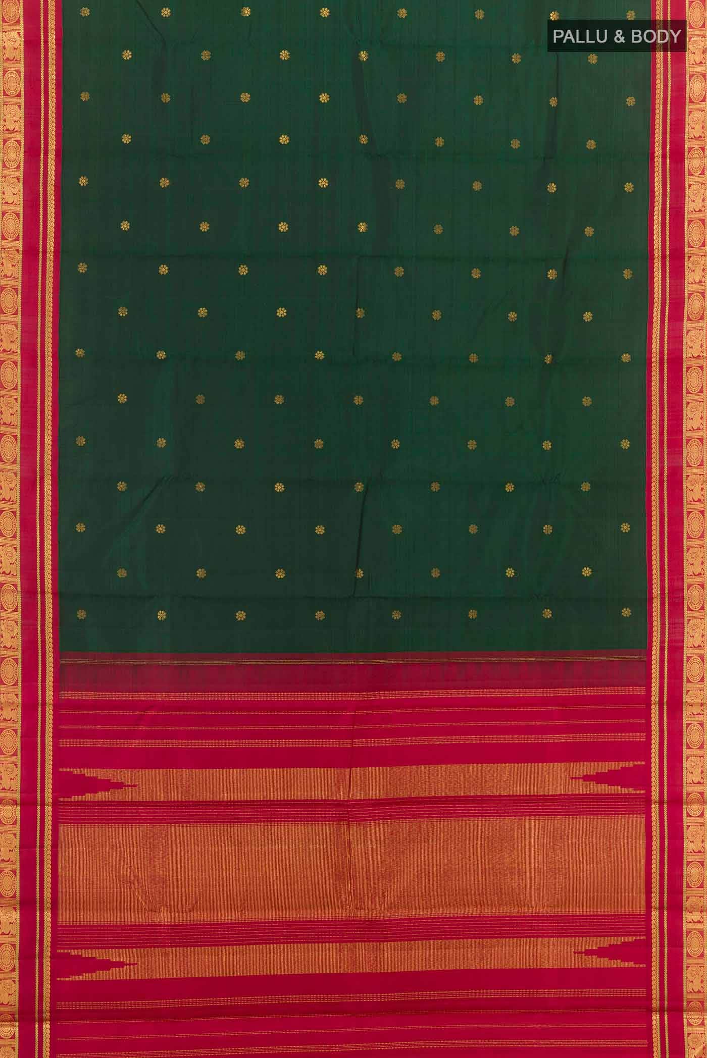 Bottle Green Kanchipuram Silk Saree