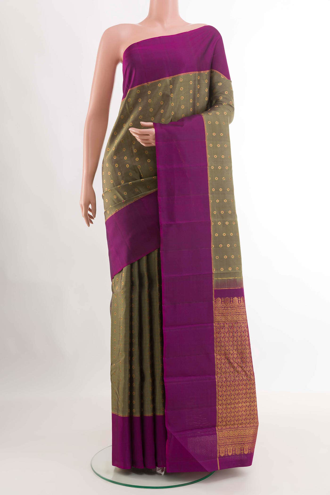 Grey Kanchipuram Silk Saree