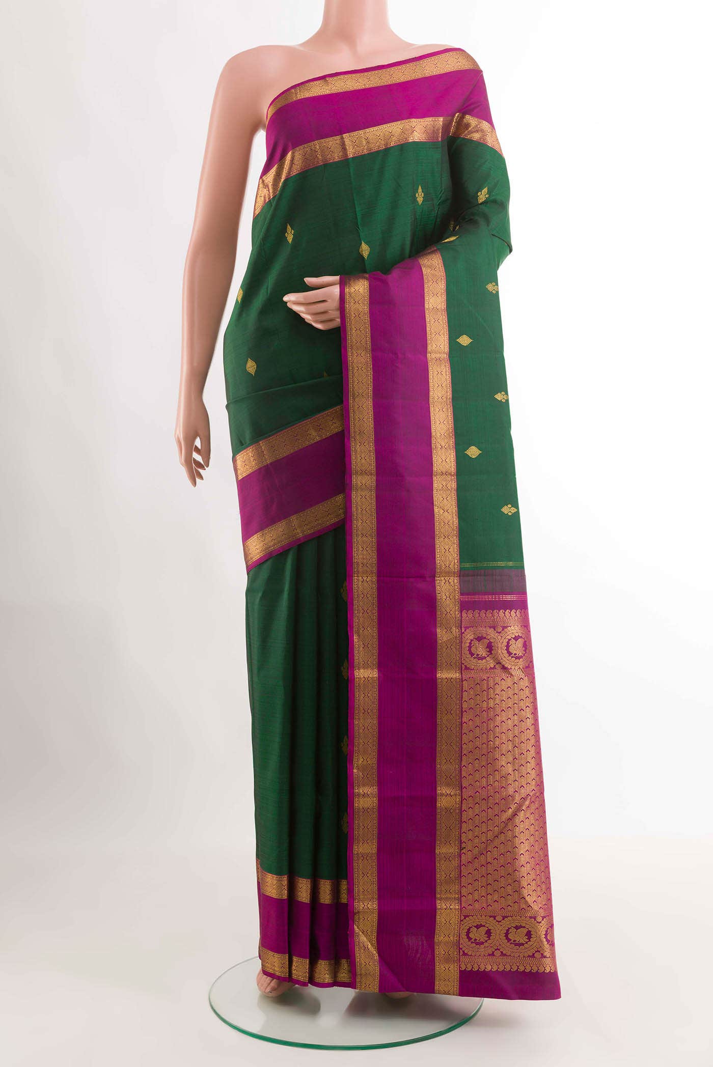 Green Dual Tone Kanchipuram Silk Saree