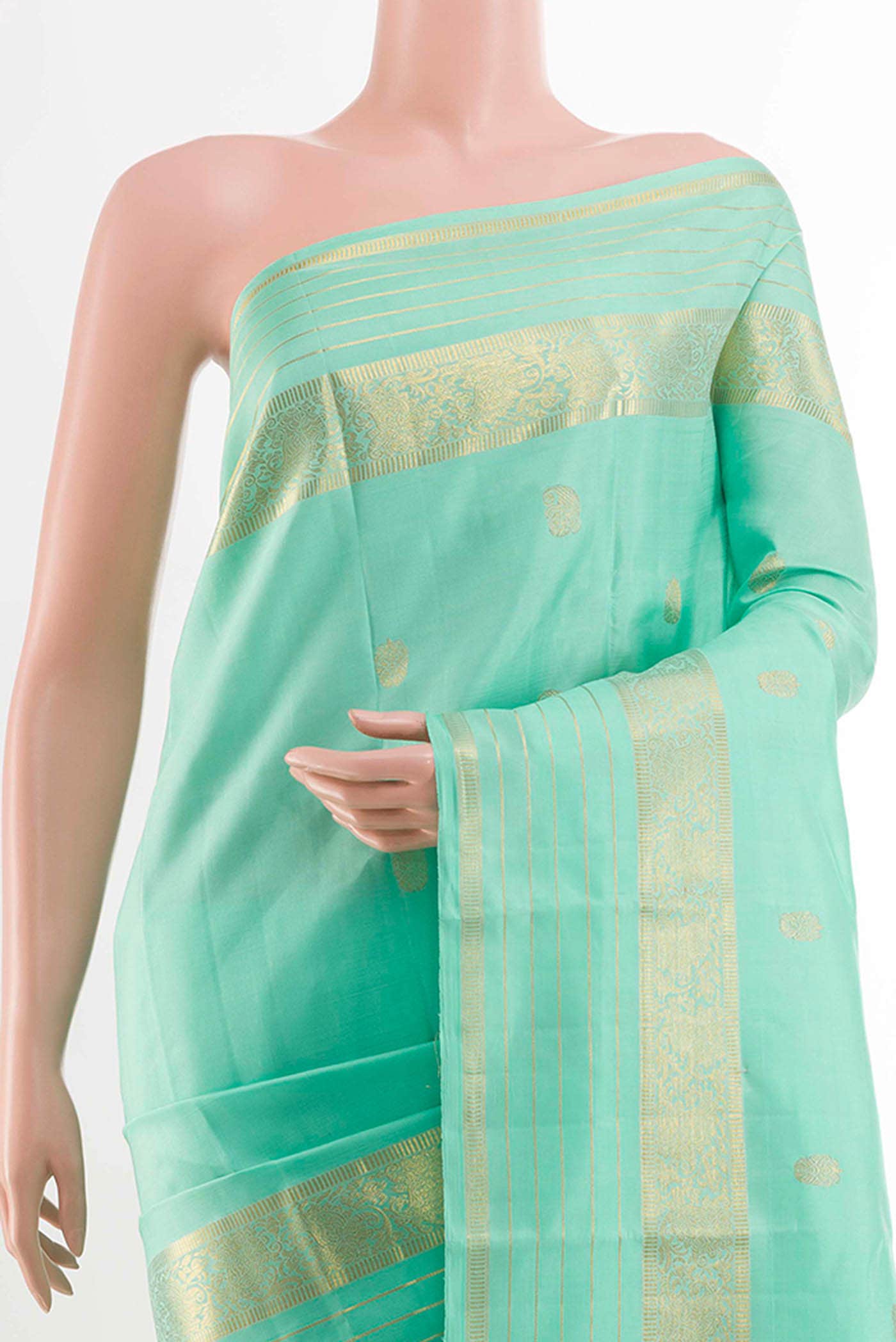 Sea Green Kanchipuram Silk Saree