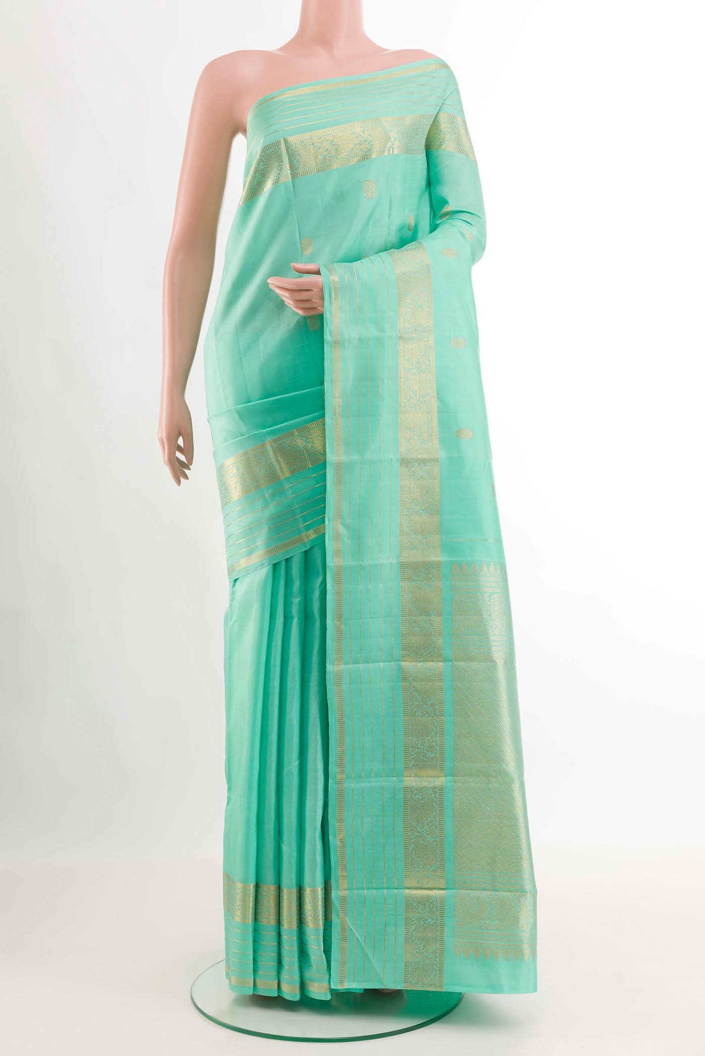 Sea Green Kanchipuram Silk Saree