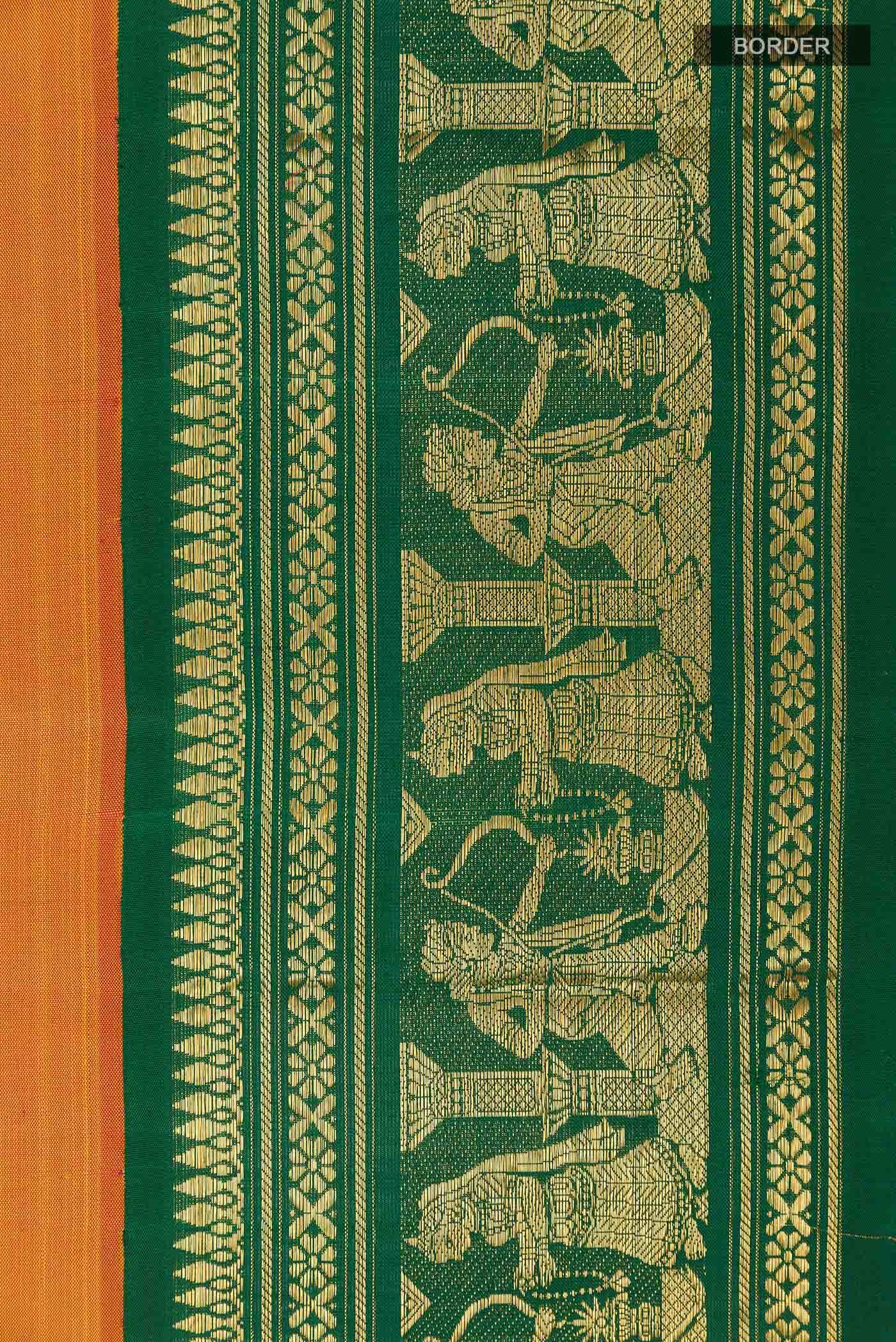 Brick Orange Kanchipuram Silk Saree
