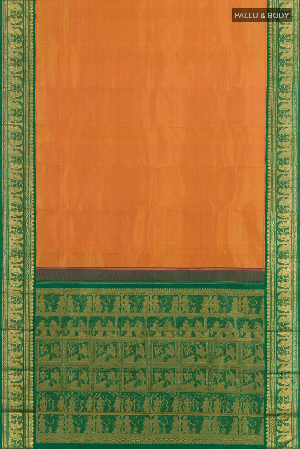 Brick Orange Kanchipuram Silk Saree