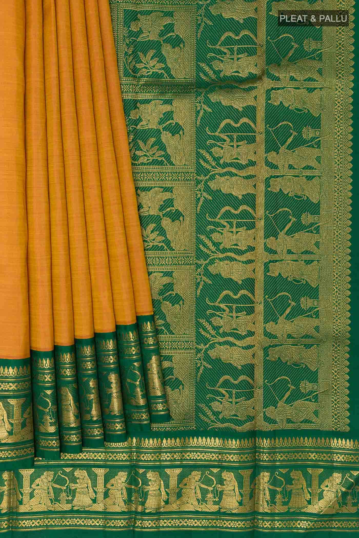 Brick Orange Kanchipuram Silk Saree