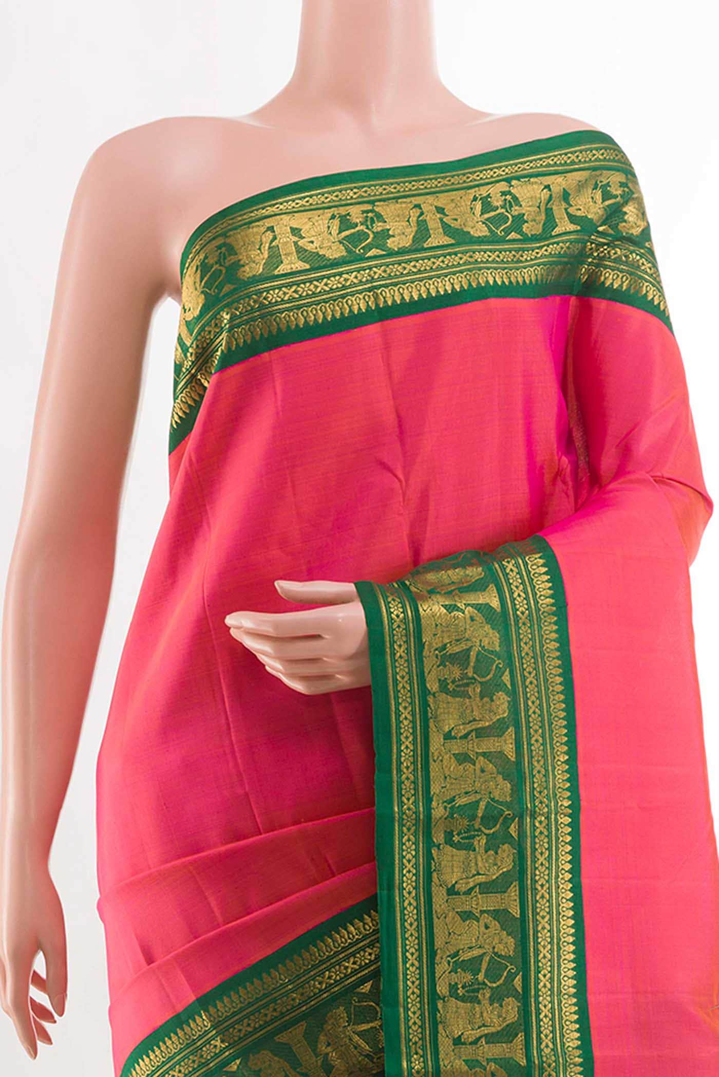Pink Dual Tone Kanchipuram Silk Saree