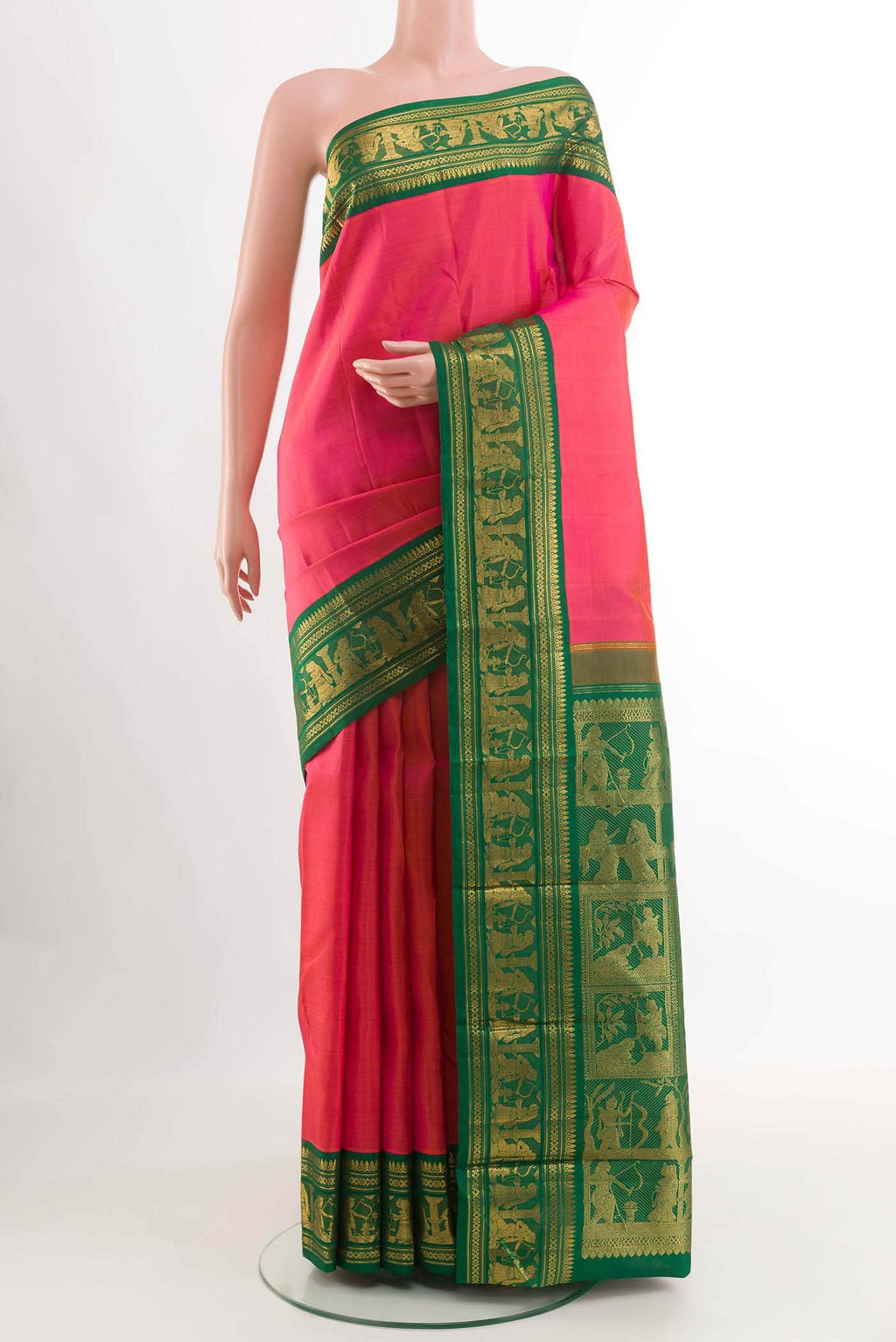 Pink Dual Tone Kanchipuram Silk Saree