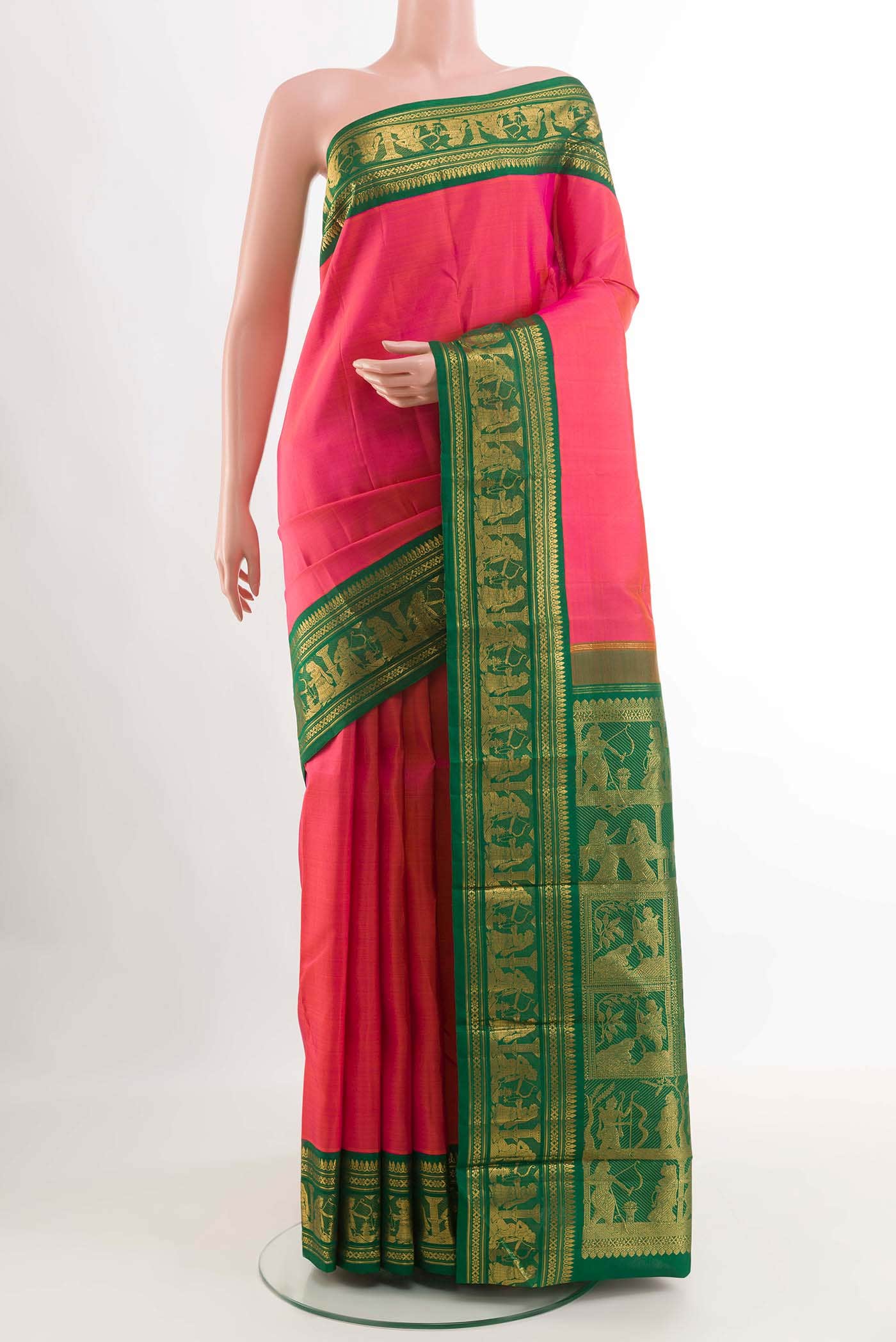 Pink Dual Tone Kanchipuram Silk Saree