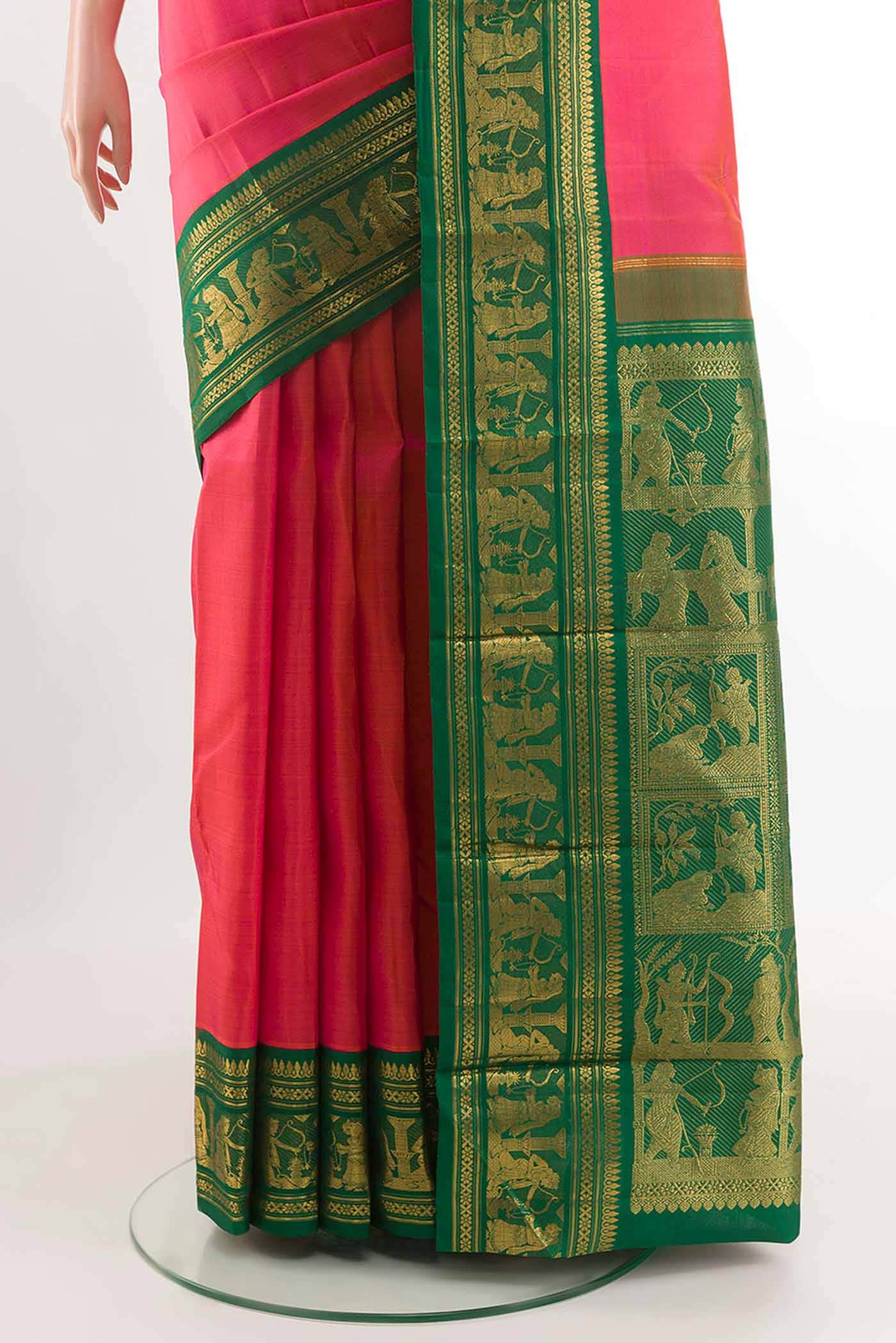 Pink Dual Tone Kanchipuram Silk Saree