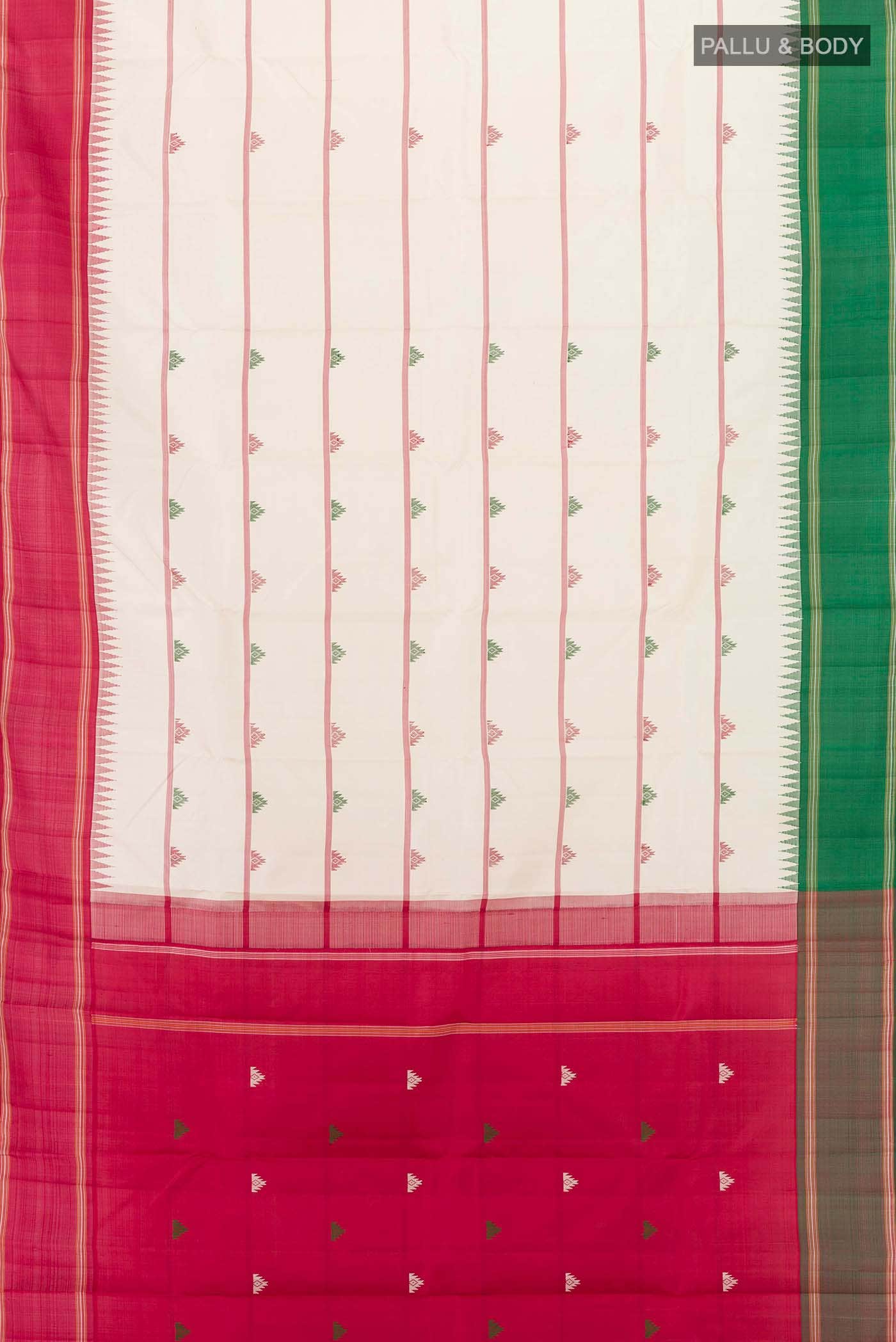 Off White Dual Tone Kanchipuram Silk Saree