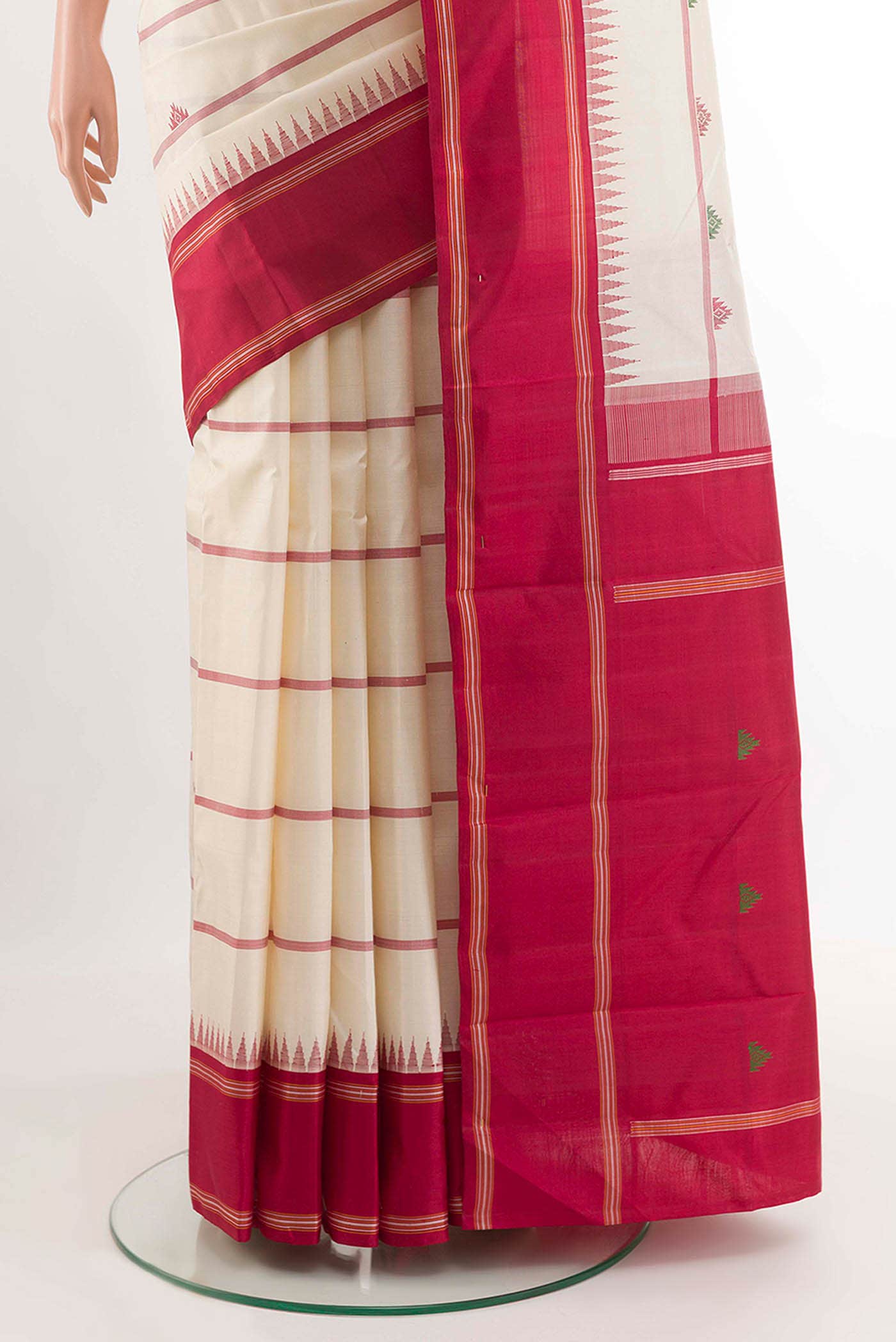 Off White Dual Tone Kanchipuram Silk Saree