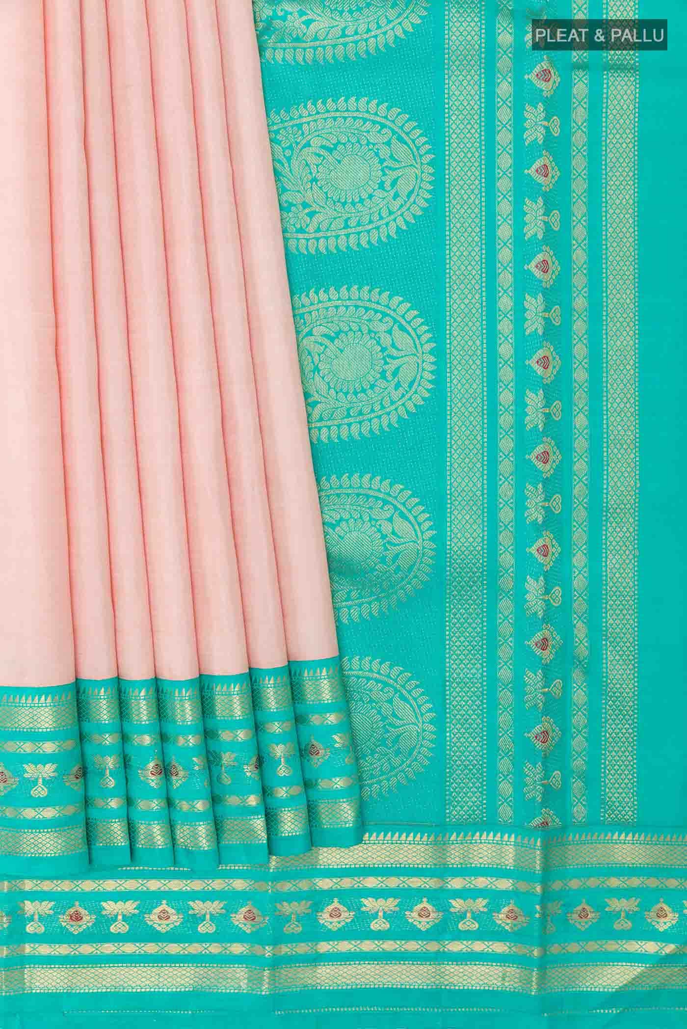 Rose pink Kanchipuram Silk Saree