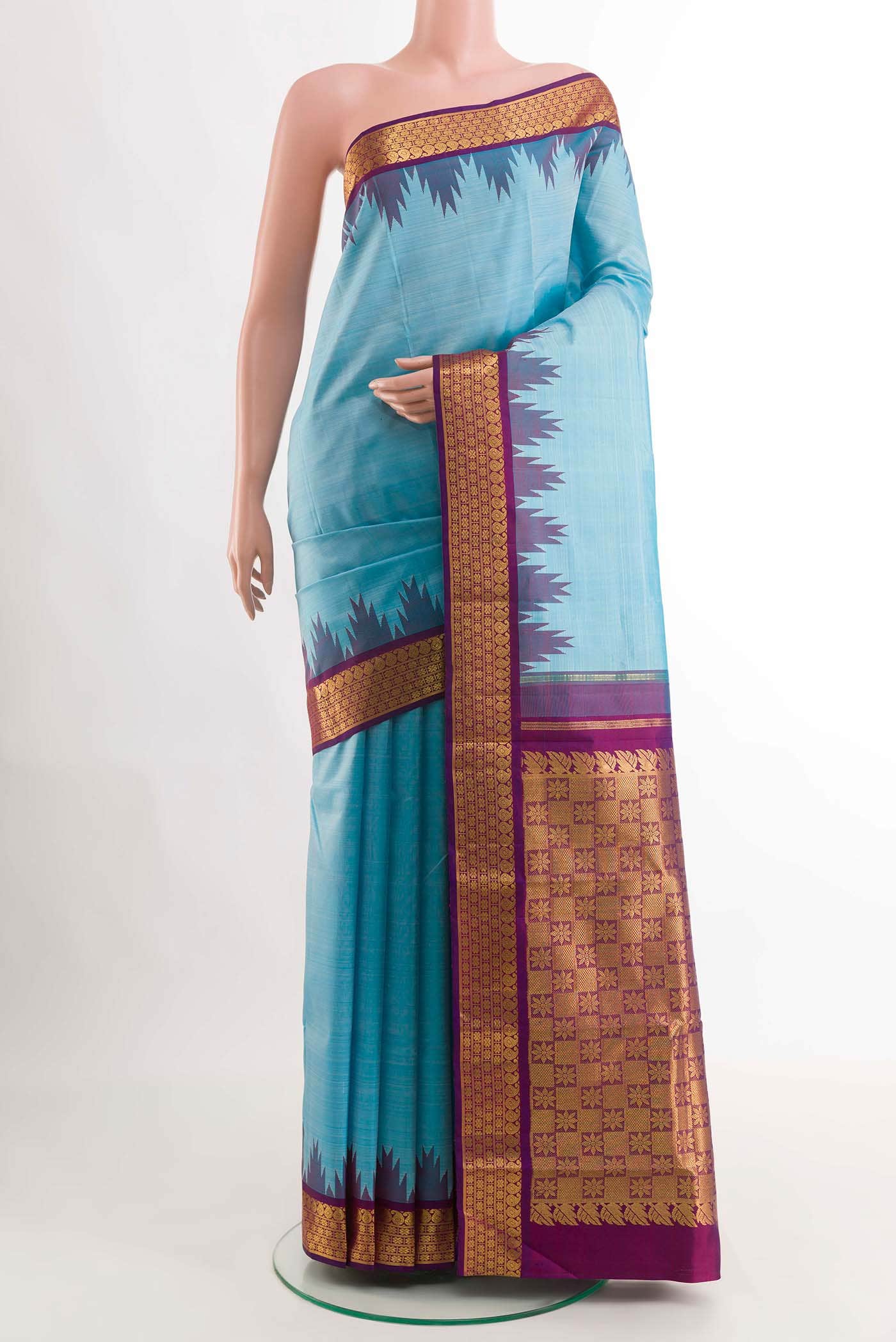 Blue Dual Tone Kanchipuram Silk Saree