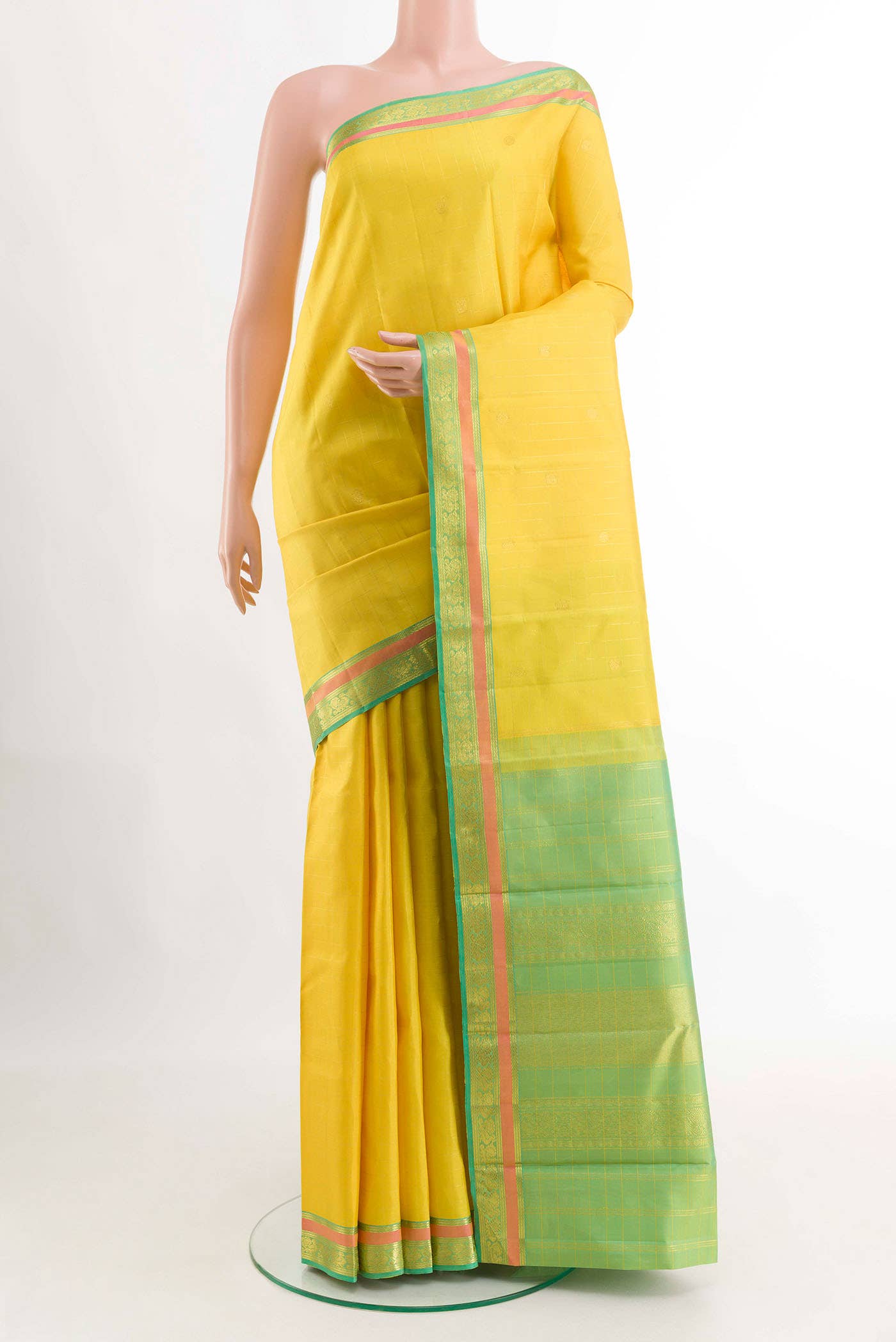 Yellow Kanchipuram Silk Saree